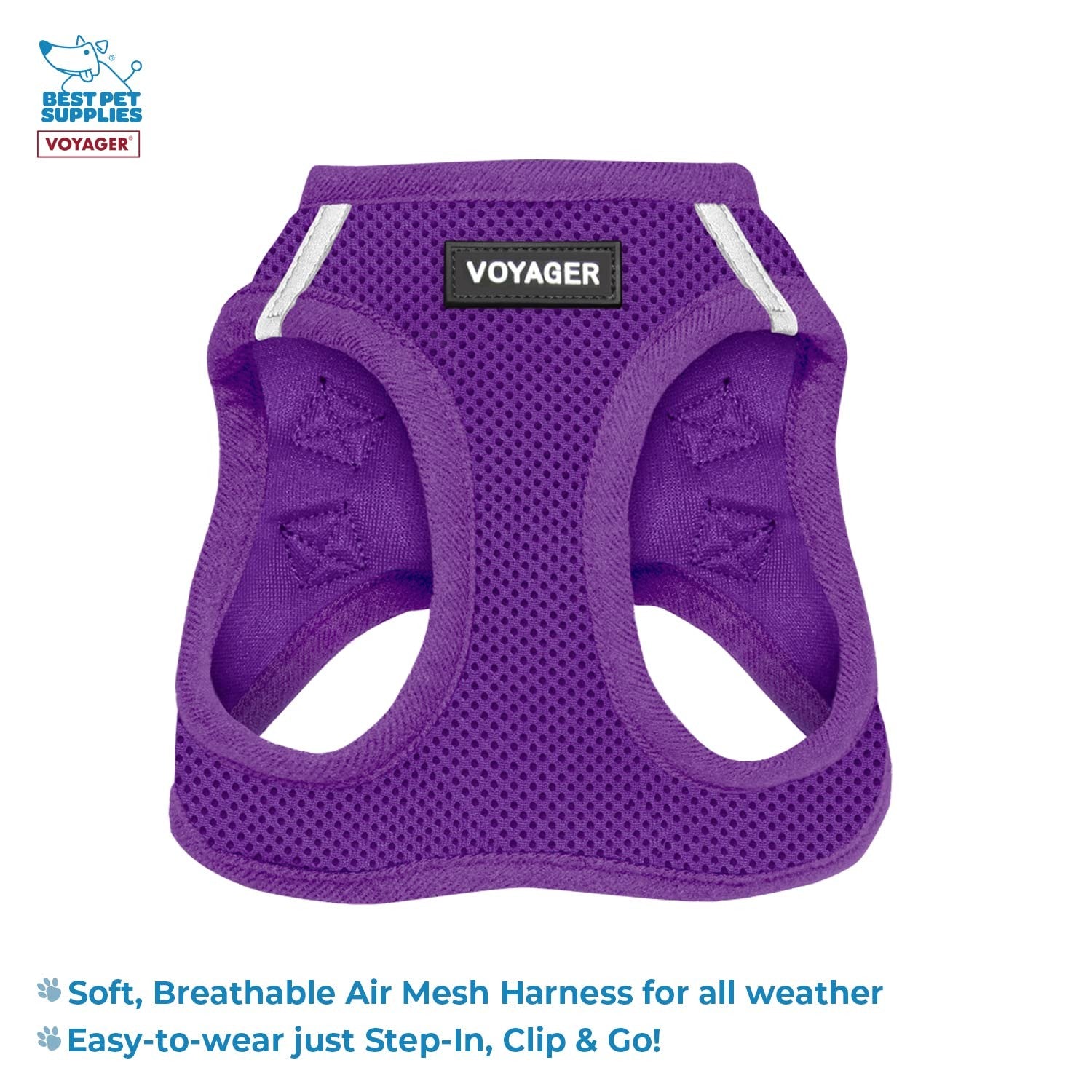 Best Pet Supplies Voyager Step-in Air Mesh Dog Harness with reflective accents and 5 ft leash, designed for all-weather outdoor walks.