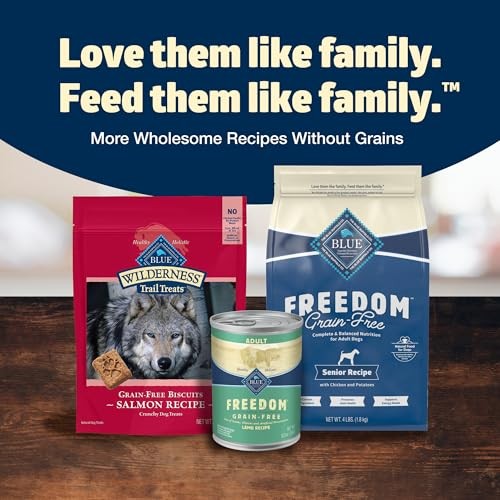 Blue Buffalo Freedom grain-free wet dog food cans with lamb flavor, 12.5 oz each, showing the product cans and labeling.
