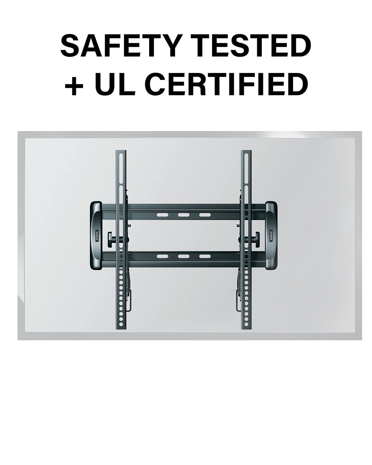 Sanus universal tilting TV wall mount for 32-55 inch TVs, securely holding and adjustable for optimal viewing angles.