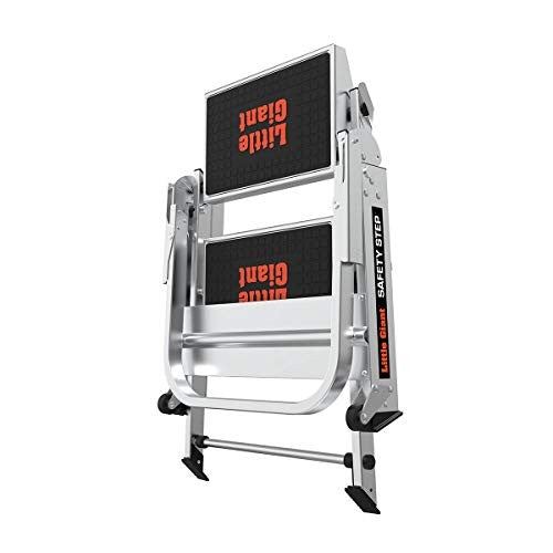 Little Giant Safety Step 2-foot aluminum step stool with two steps, ideal for household and industrial use.