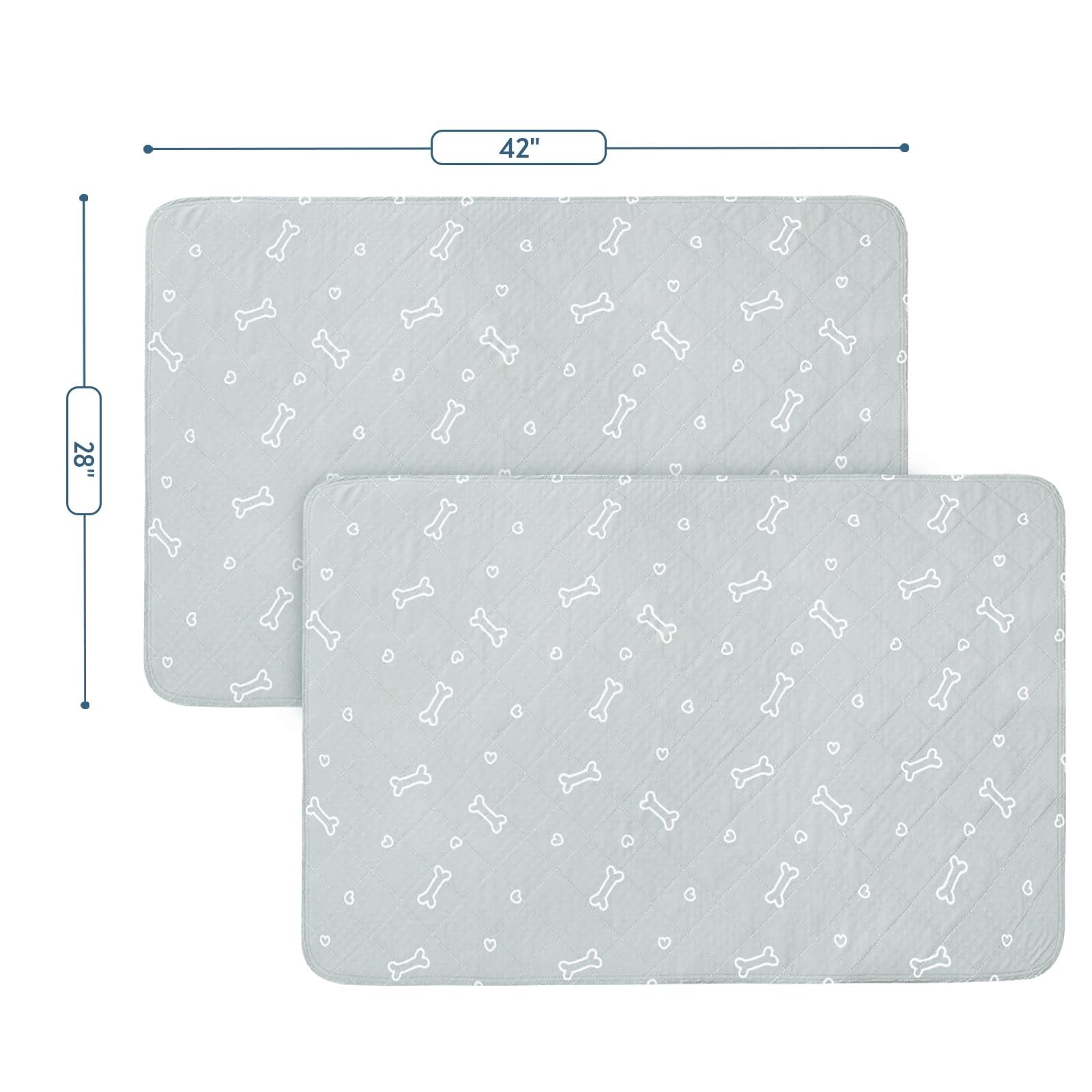 Magik & Kover washable dog pee pads, 2-pack reusable puppy pads, 28x42 inches, super absorbent for indoor potty training.