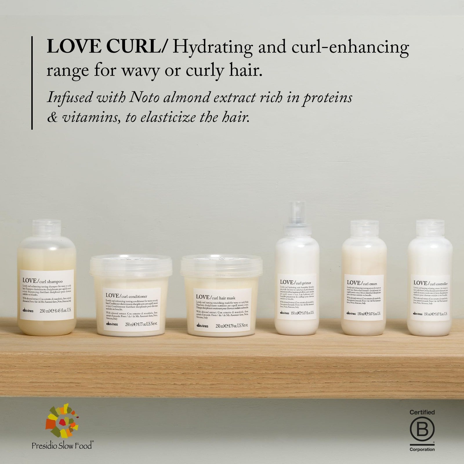 Davines LOVE Curl Cream weightless curl defining leave-on serum for curly hair, with smooth, defined, and frizz-free curls.