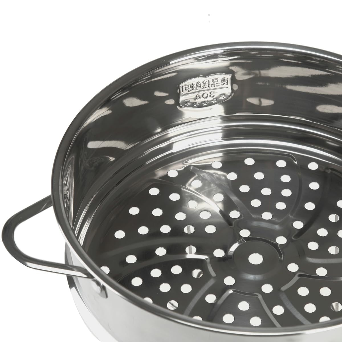 BinaryABC stainless steel dumpling steamer basket for pots, 26cm steamer insert with mesh design for steaming dumplings and vegetables.