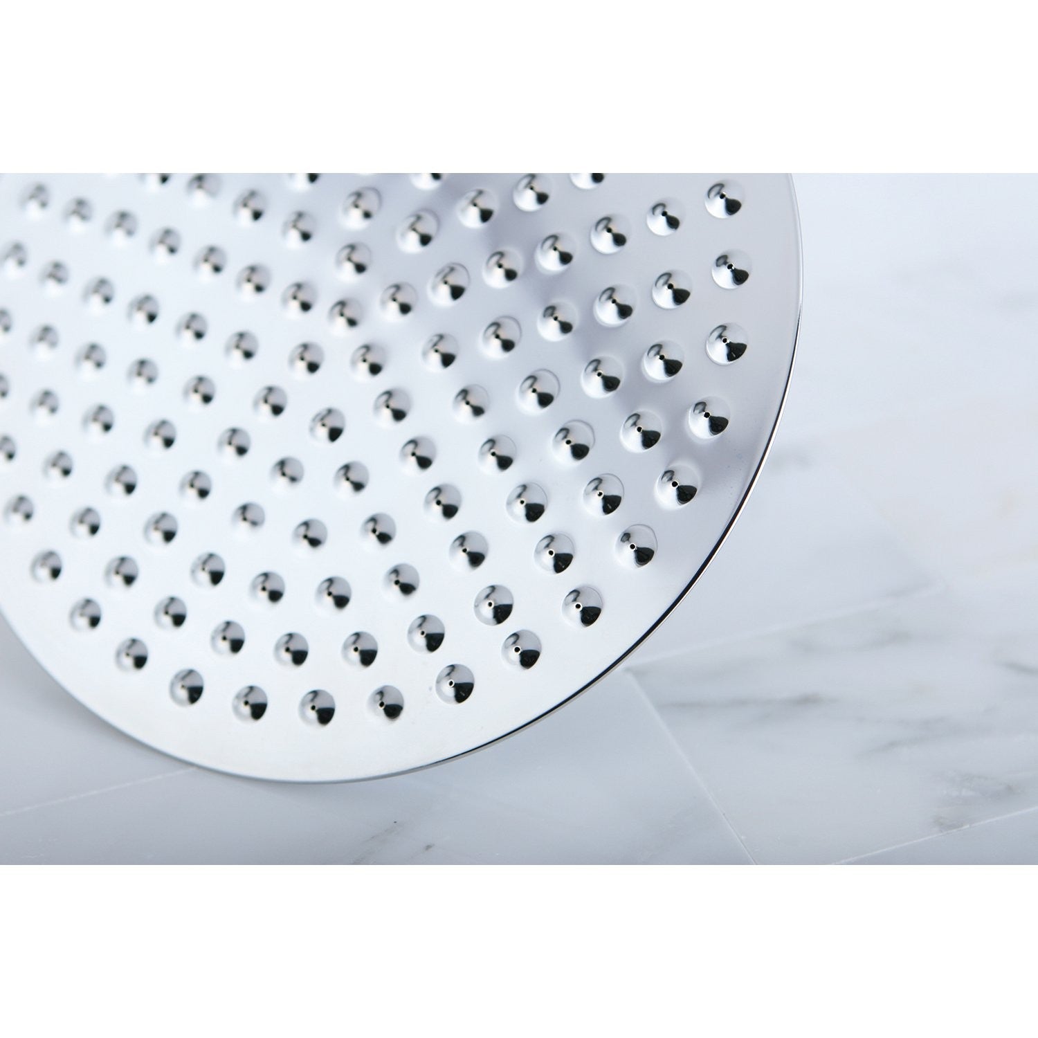 Kingston Brass Designer Trimscape Showerscape 8-inch round shower head with polished finish, showcasing water spray pattern.