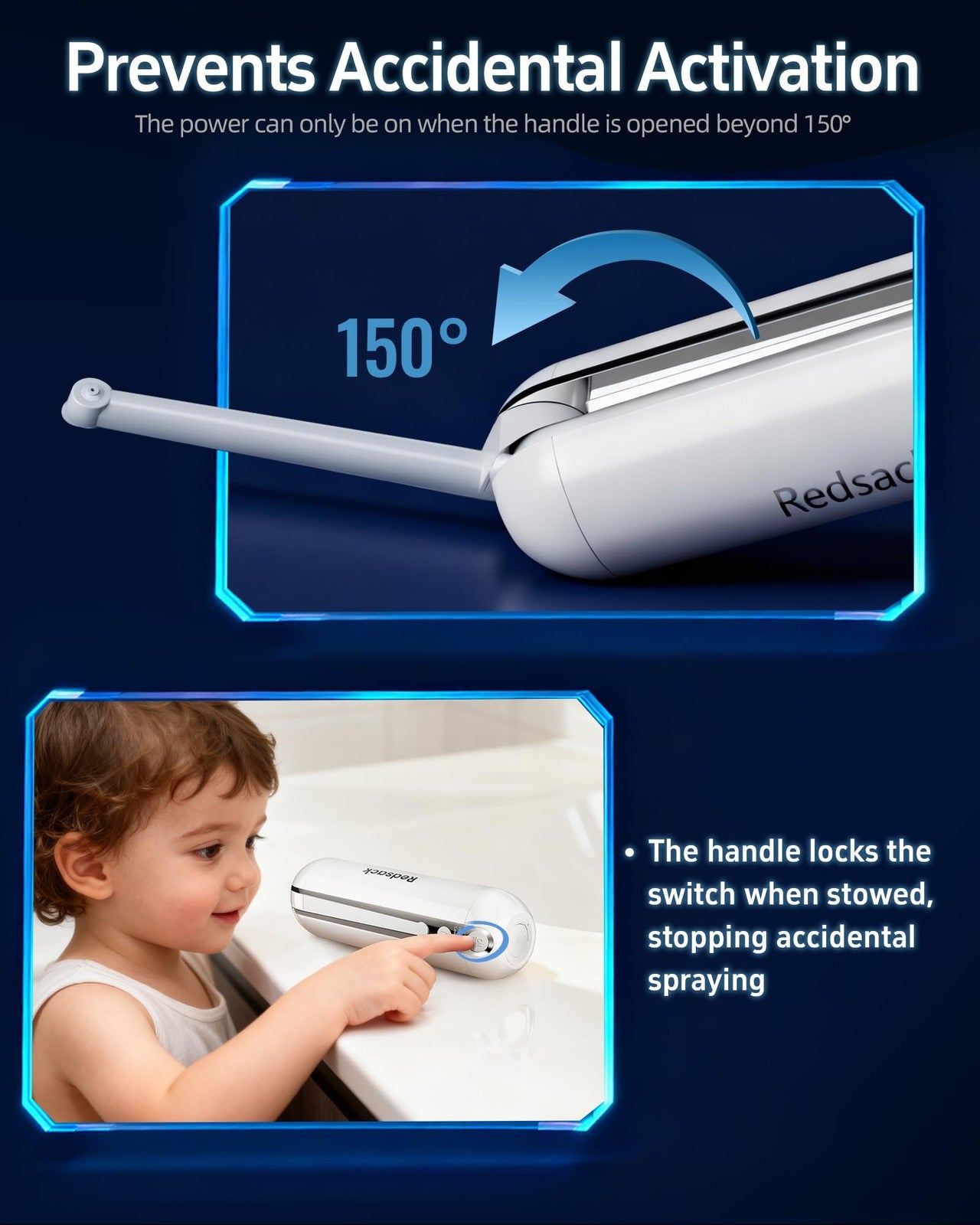 Redsack portable electric bidet for travel, rechargeable USB-C handheld bidet with high-pressure water spray in black and white.