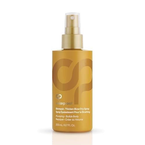 Colorproof Biorepair Thicken Blow Dry Spray in a 6.7oz bottle, volumizing hair prep with a spray nozzle, ready to add body and fullness