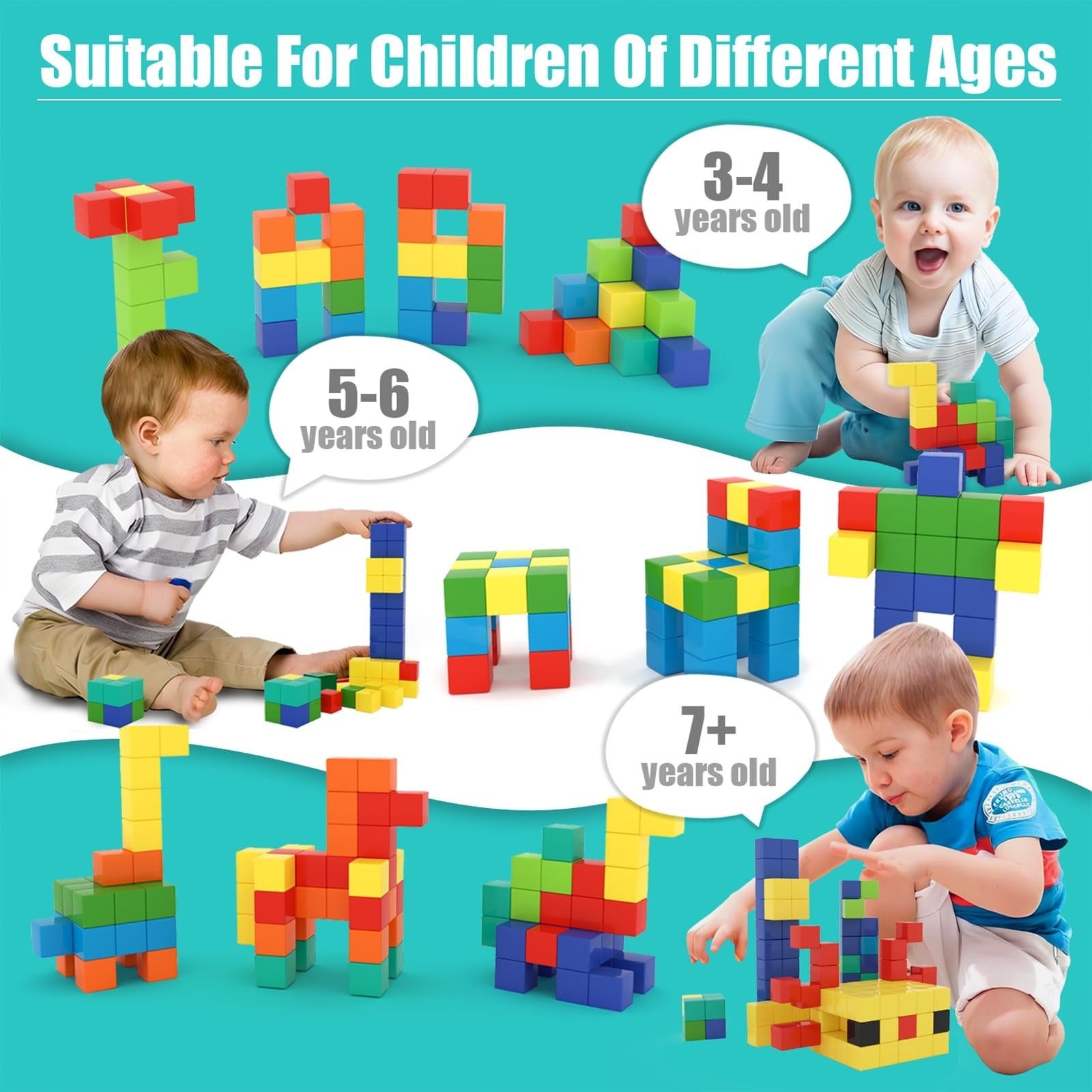 BananMelonBM magnetic building blocks for toddlers, showing colorful geometric shapes for creative play and learning.
