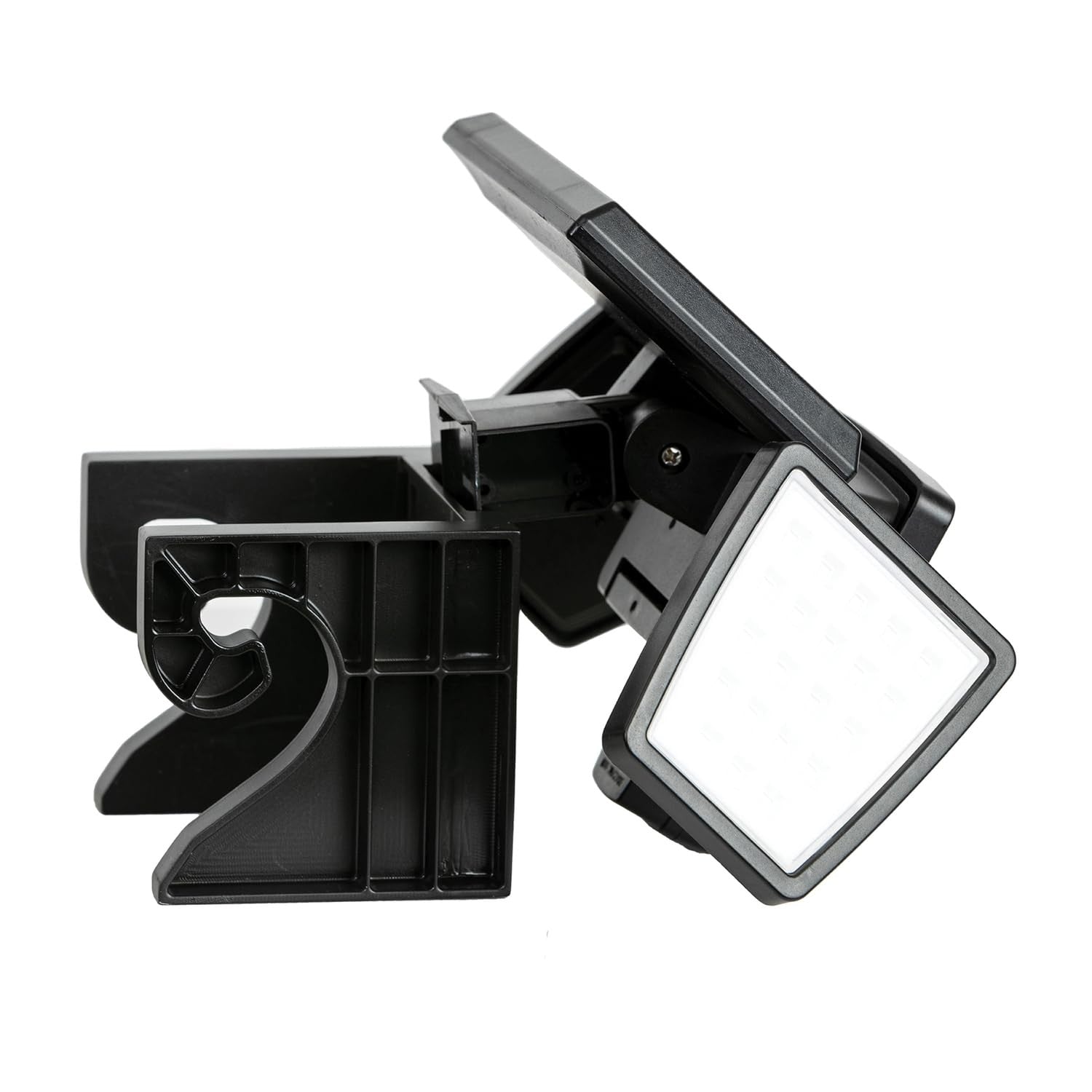TOOLLESS AMS1971 solar security light with triple-head design, 1000 lumens, gutter-mount, outdoor waterproof LED security lighting