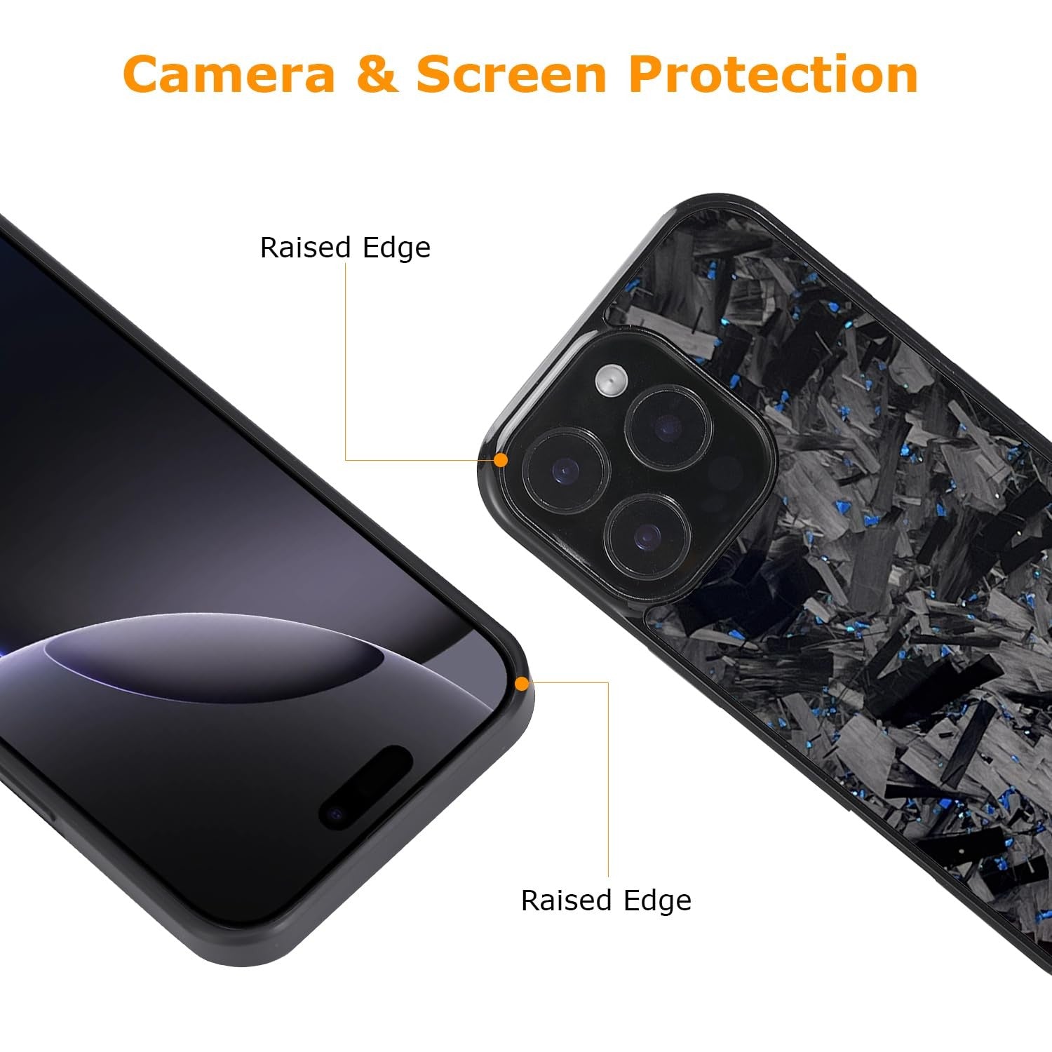 molzar Grip Series iPhone 16 Pro case with forged carbon fiber texture and grippy surface, designed for a secure hold.