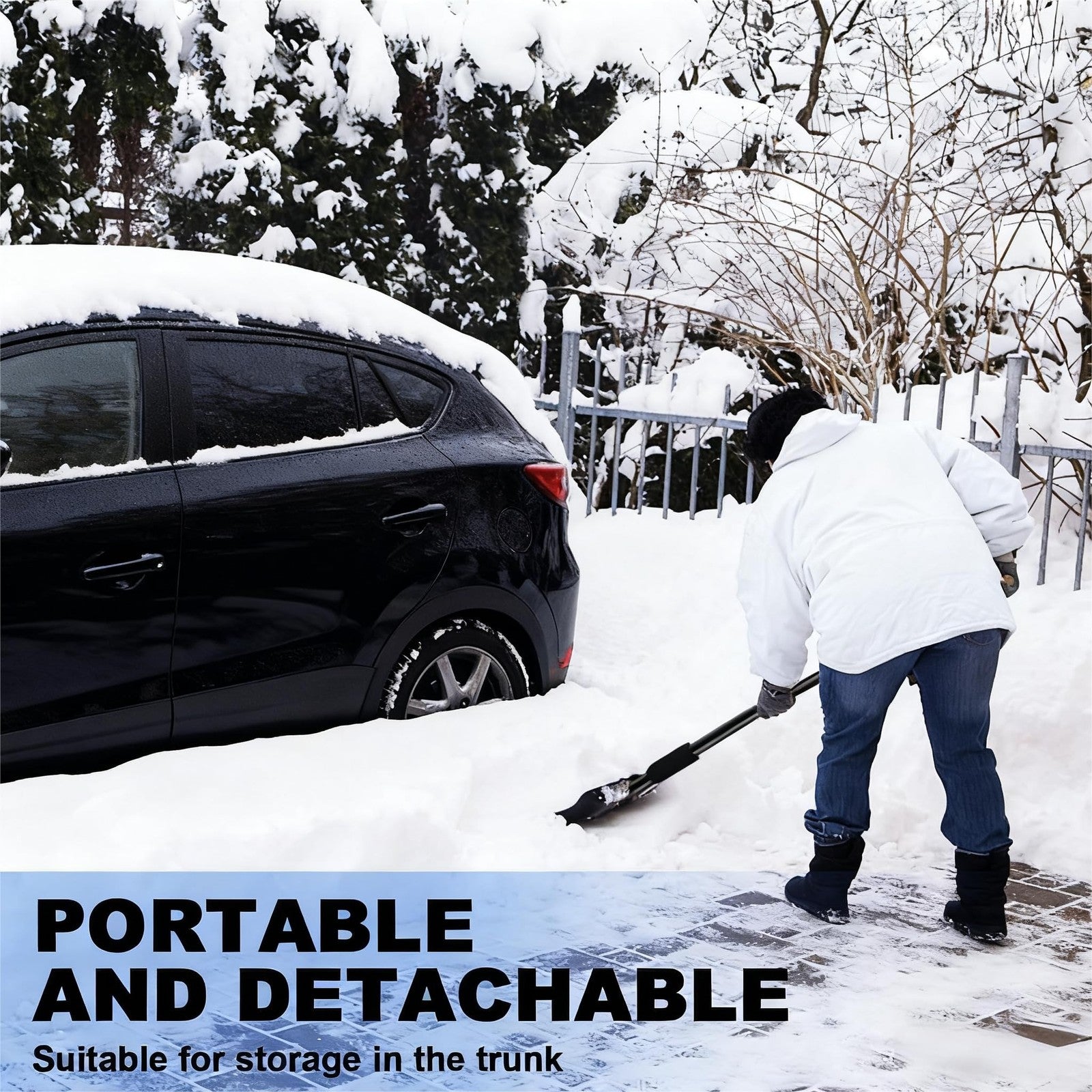 UMUACCAN large capacity aluminum snow shovel with a lightweight design, ideal for efficient snow removal.