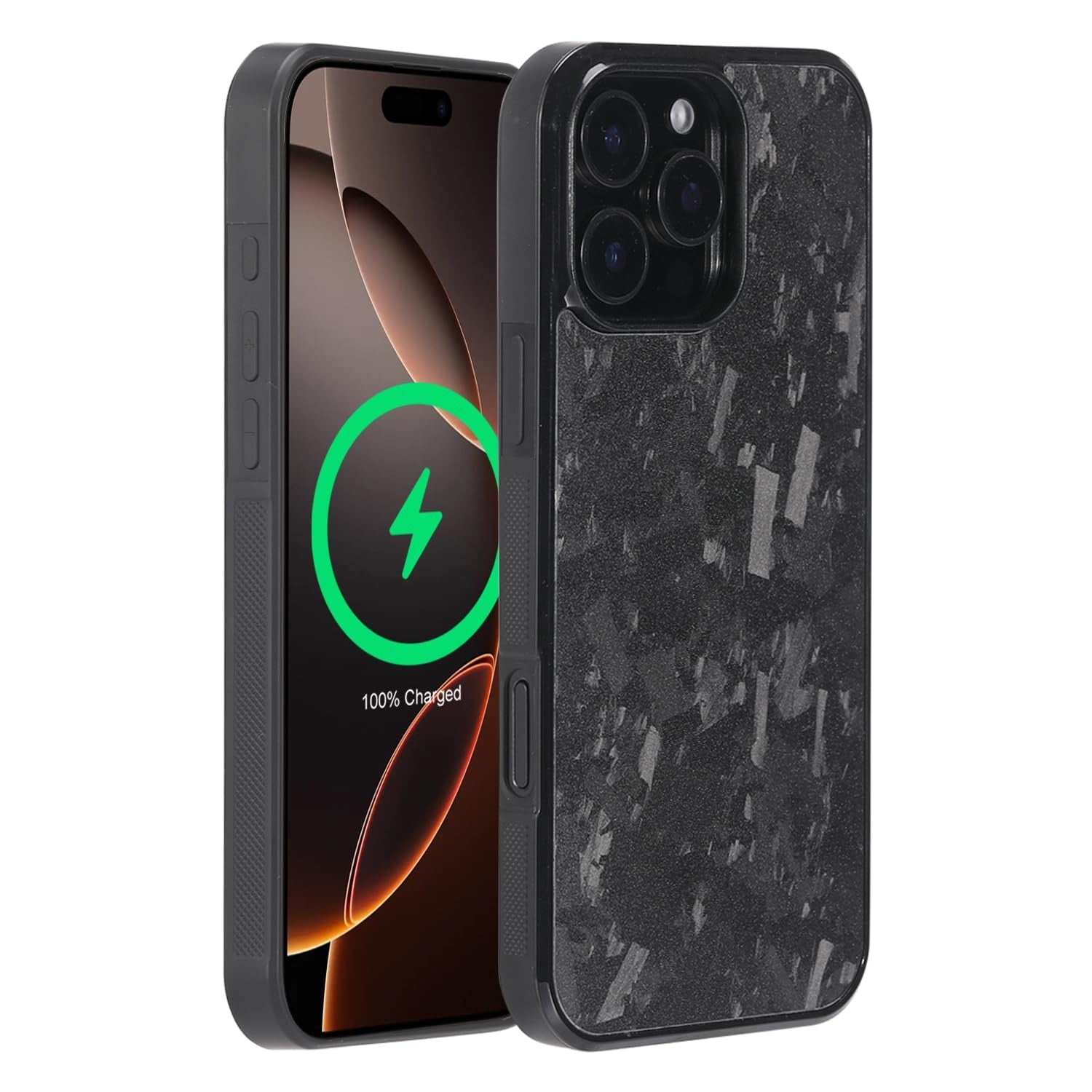 Molzar Grip Series iPhone 16 Pro Max case with real forged carbon fiber texture and durable build.