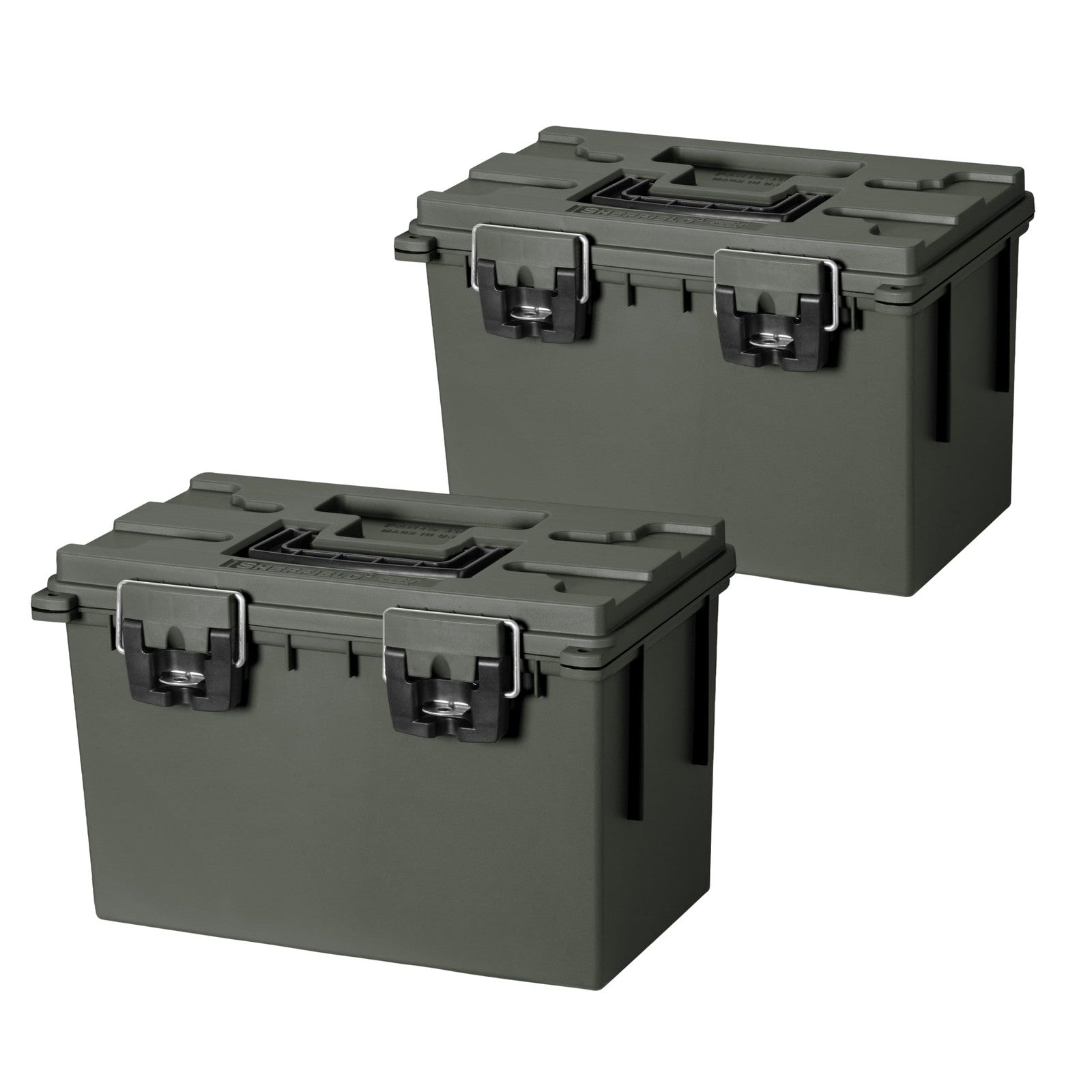 Sheffield XL storage bins with lids, 2-pack, stackable plastic storage containers for organization and storage.