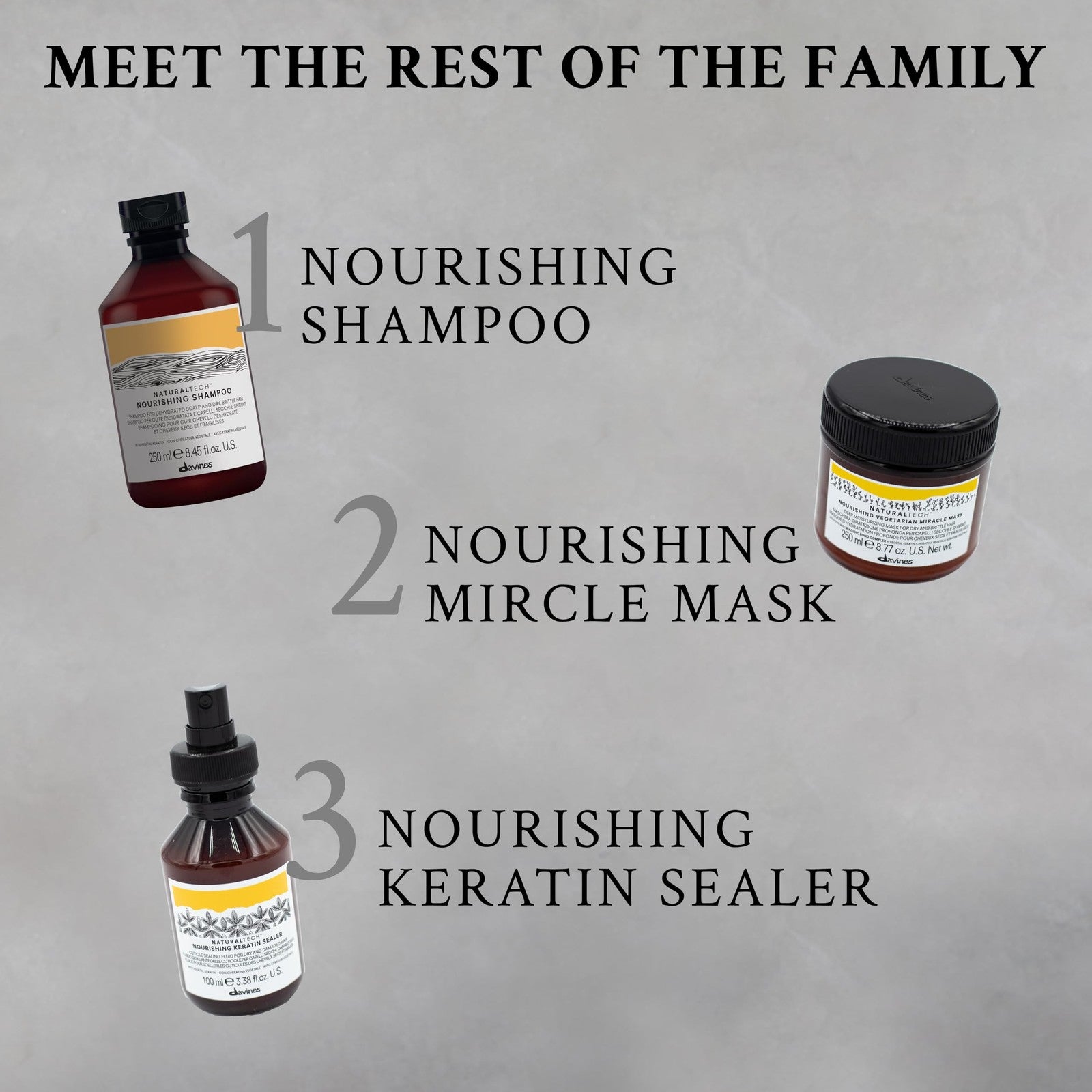 Davines Naturaltech Nourishing Vegetarian Miracle Mask in a jar, showcasing deep moisturizing hair treatment with natural ingredients.