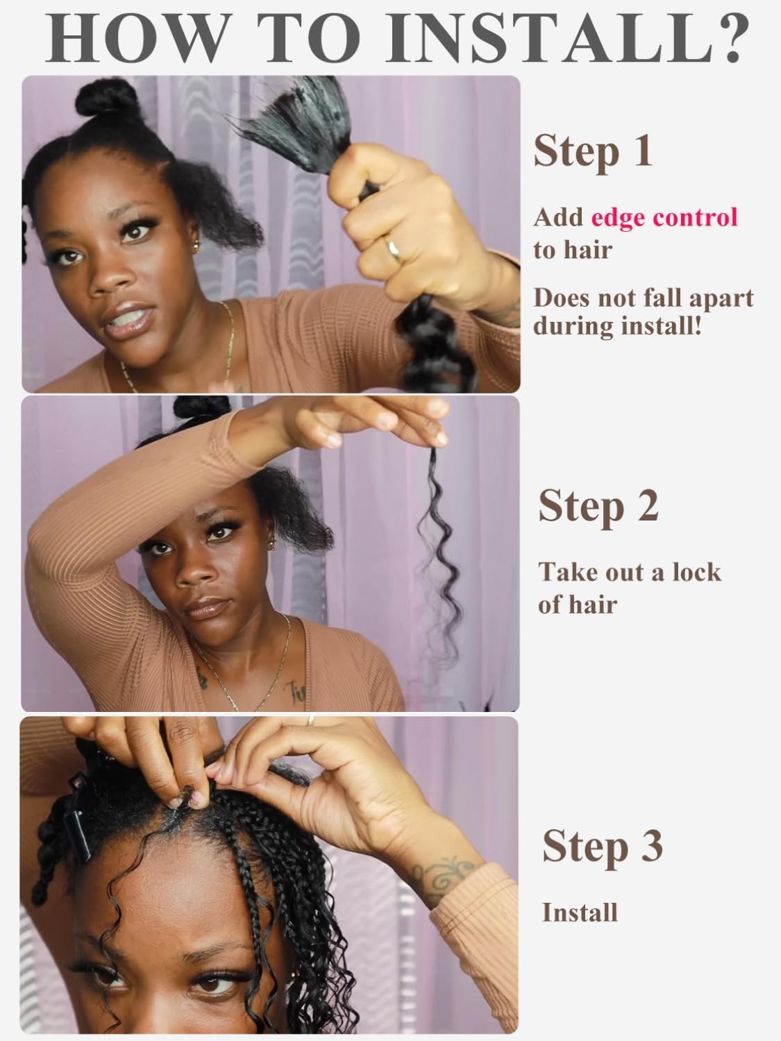 Leruikair Color 30 deep wave human braiding hair bundle in dark brown, 50g, with textured, wavy hair visible.