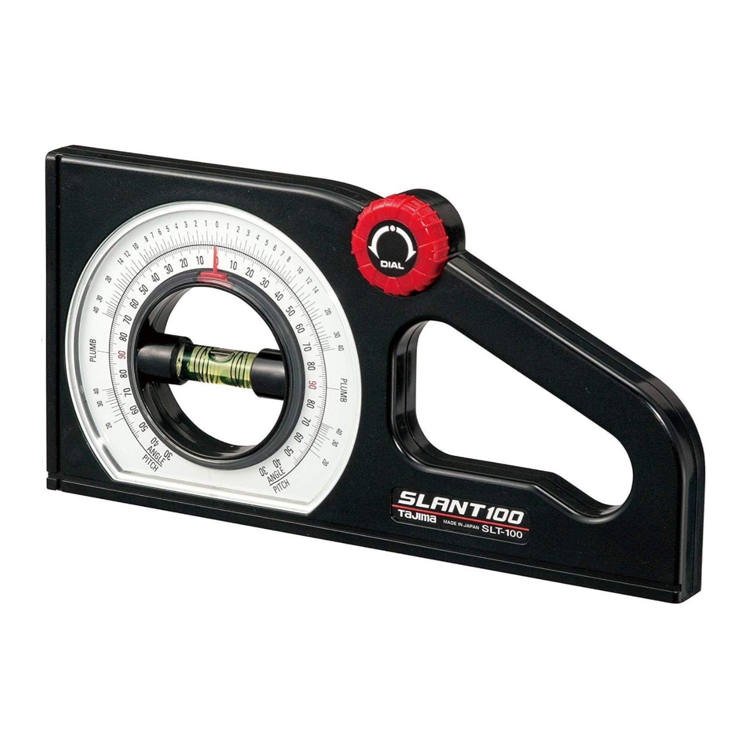 Tajima Slant Angle Meter with dual-scale rotary pitch finder, thumb dial, and easy-to-read measurement display.