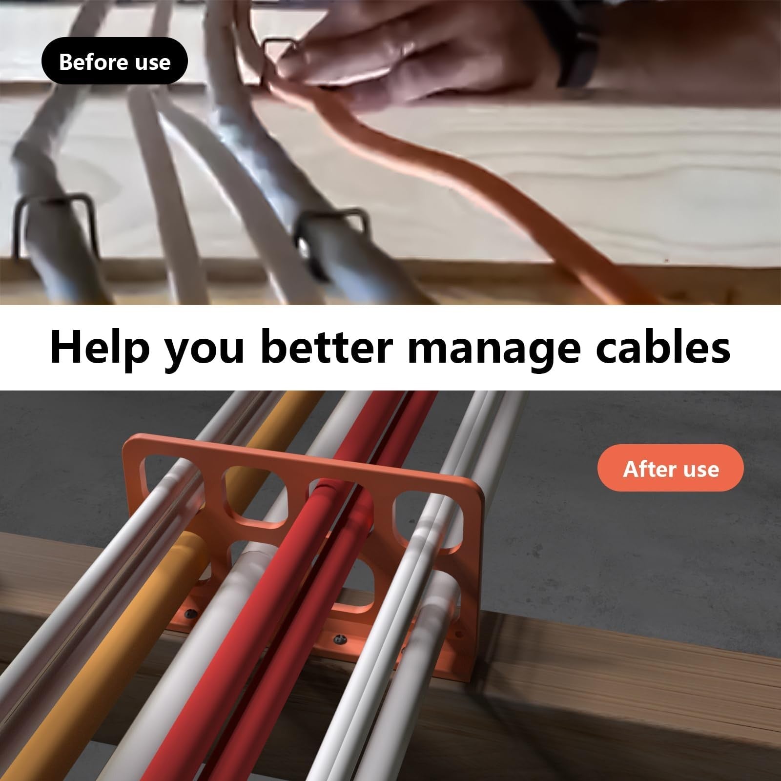 LCGAOYA 40-piece cable chase wire brackets for cable management, shown mounted on a wall with organized cables.