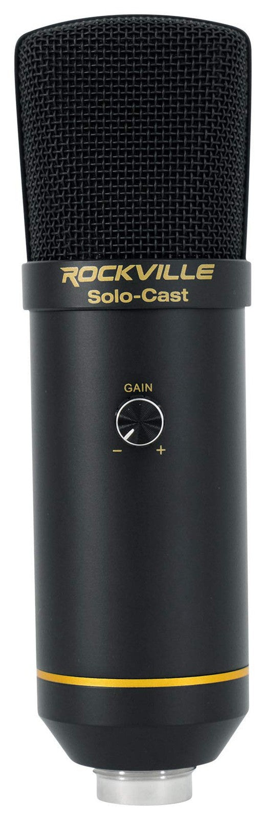 Rockville Solo-Cast USB microphone with unidirectional condenser, 24-bit/192kHz audio, built-in in a sleek design