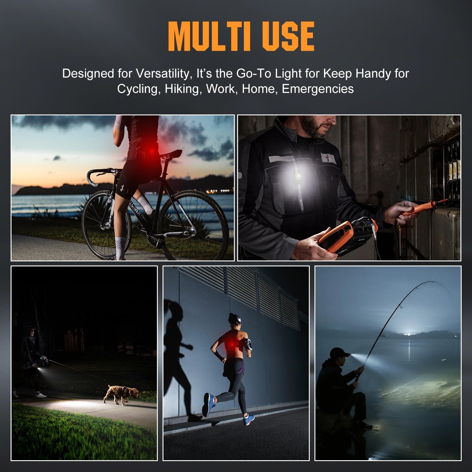 VTIGER C1 rechargeable EDC flashlight with clip, emitting 1300 lumens, portable and compact for everyday carry.