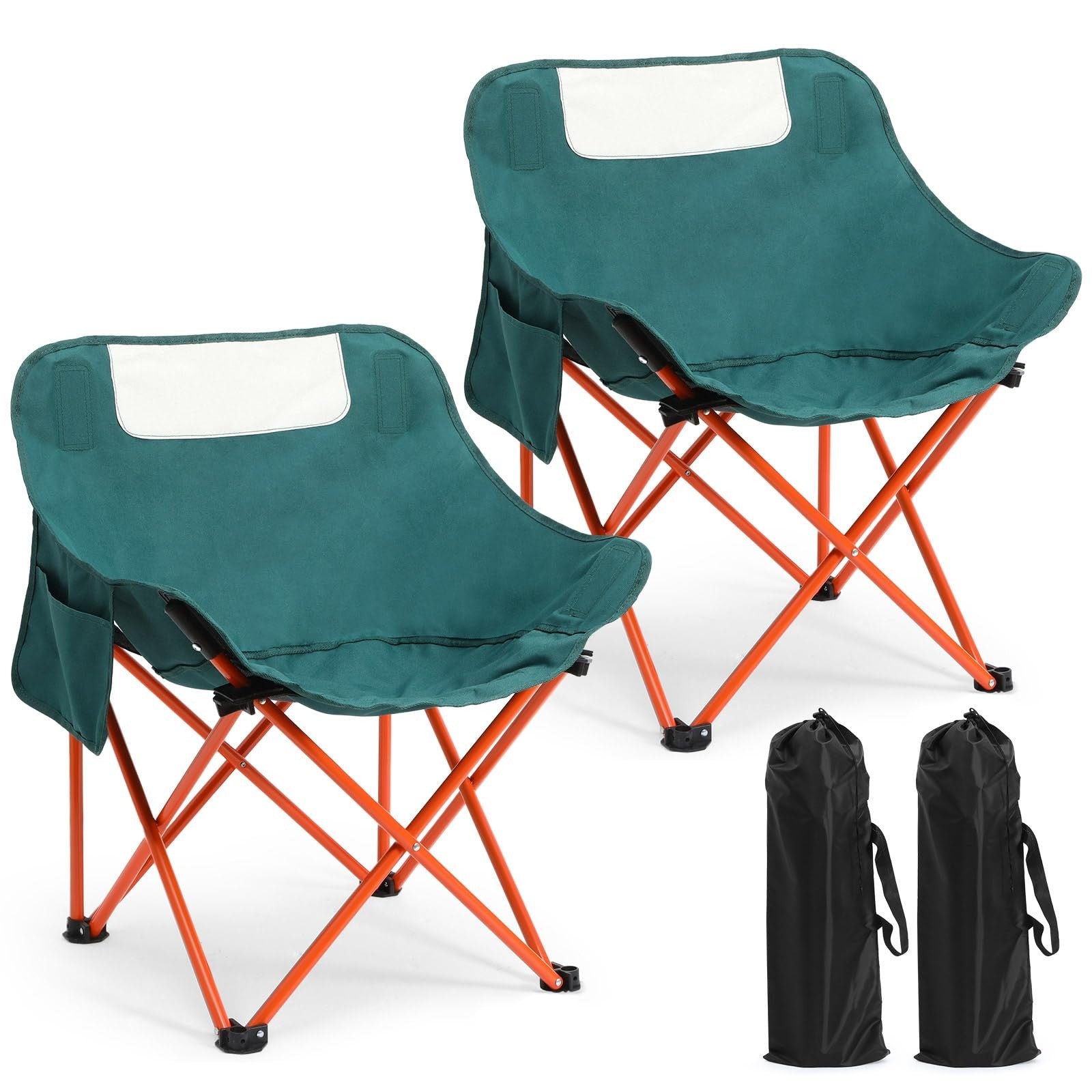 Seeloowy 2-pack compact camping chairs, portable folding outdoor chairs with carry bag, lightweight and easy to transport