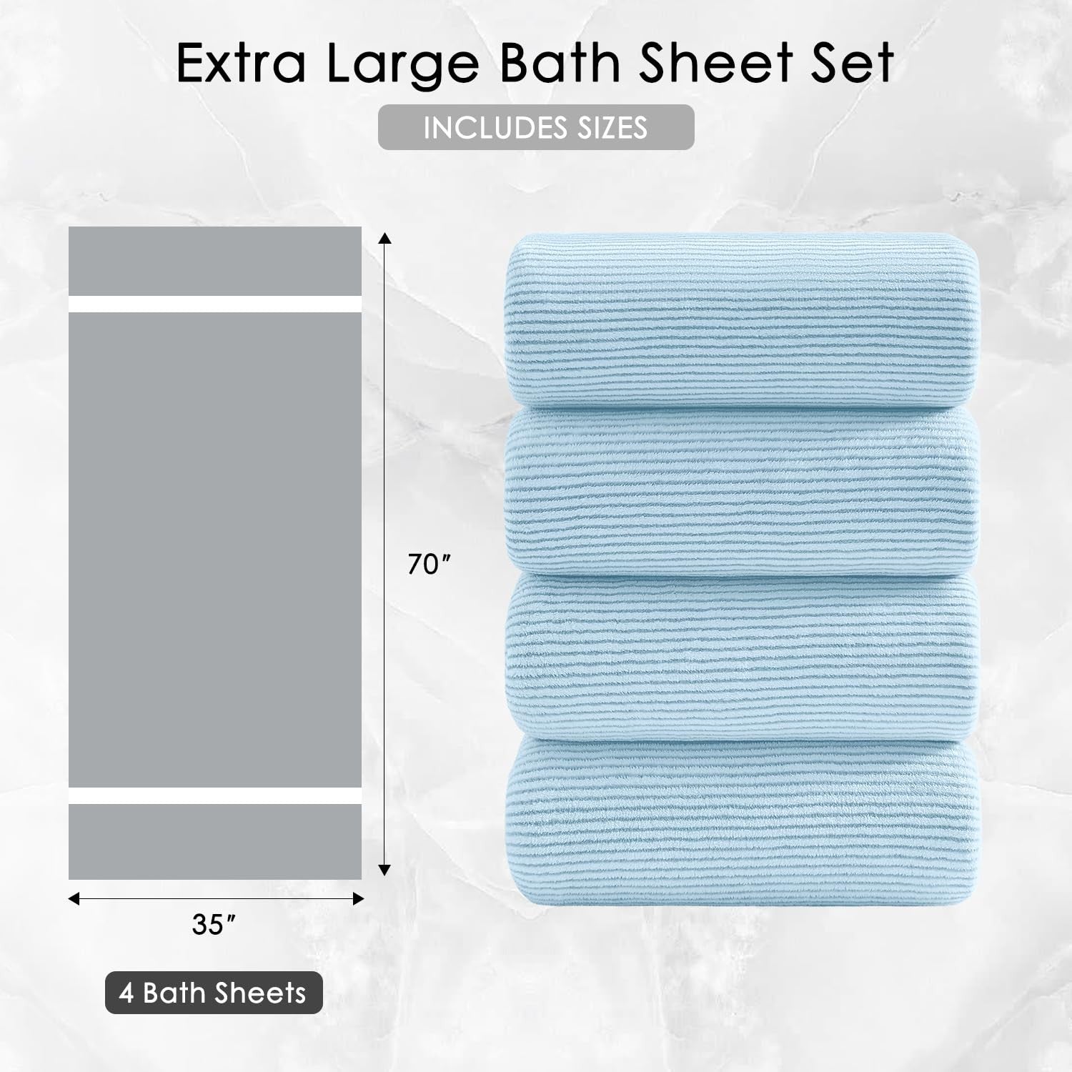 Jessy Home 4-piece oversized bath towel set, 35x70 inches, ultra-soft and fluffy for bathroom use.