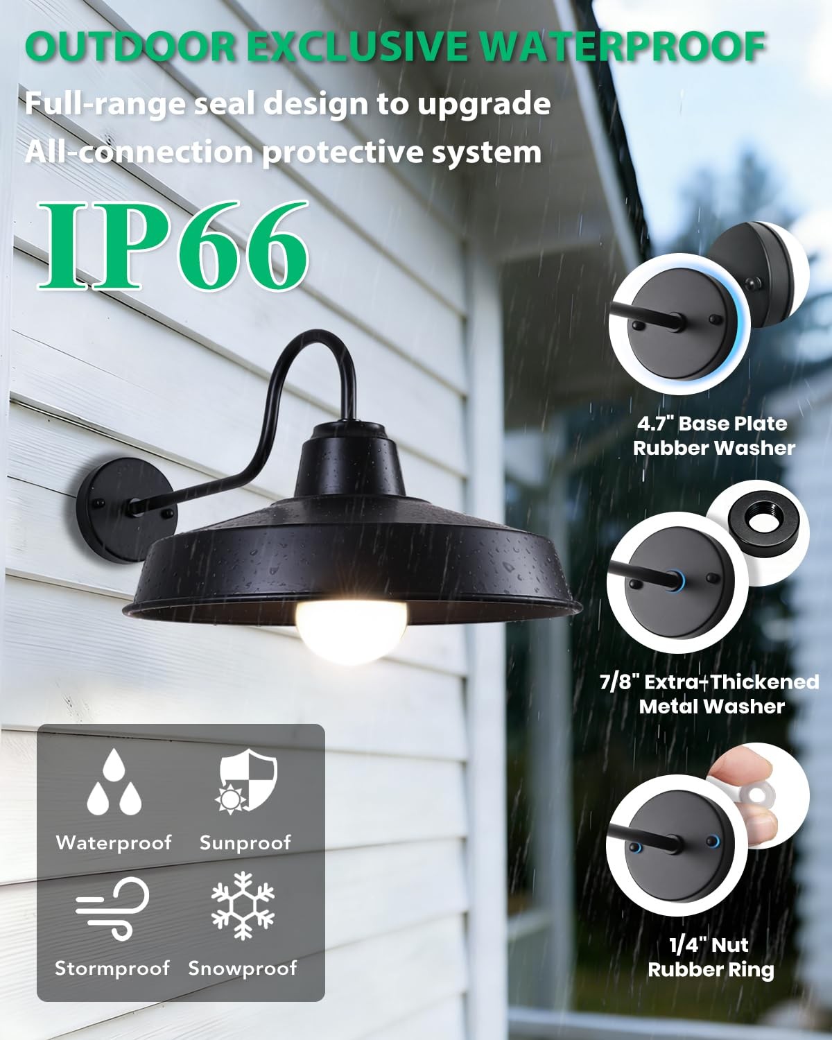 Large outdoor barn wall lights by Mloukuku, 16-inch farmhouse light fixtures in a 2-pack, suitable for rustic exterior lighting.
