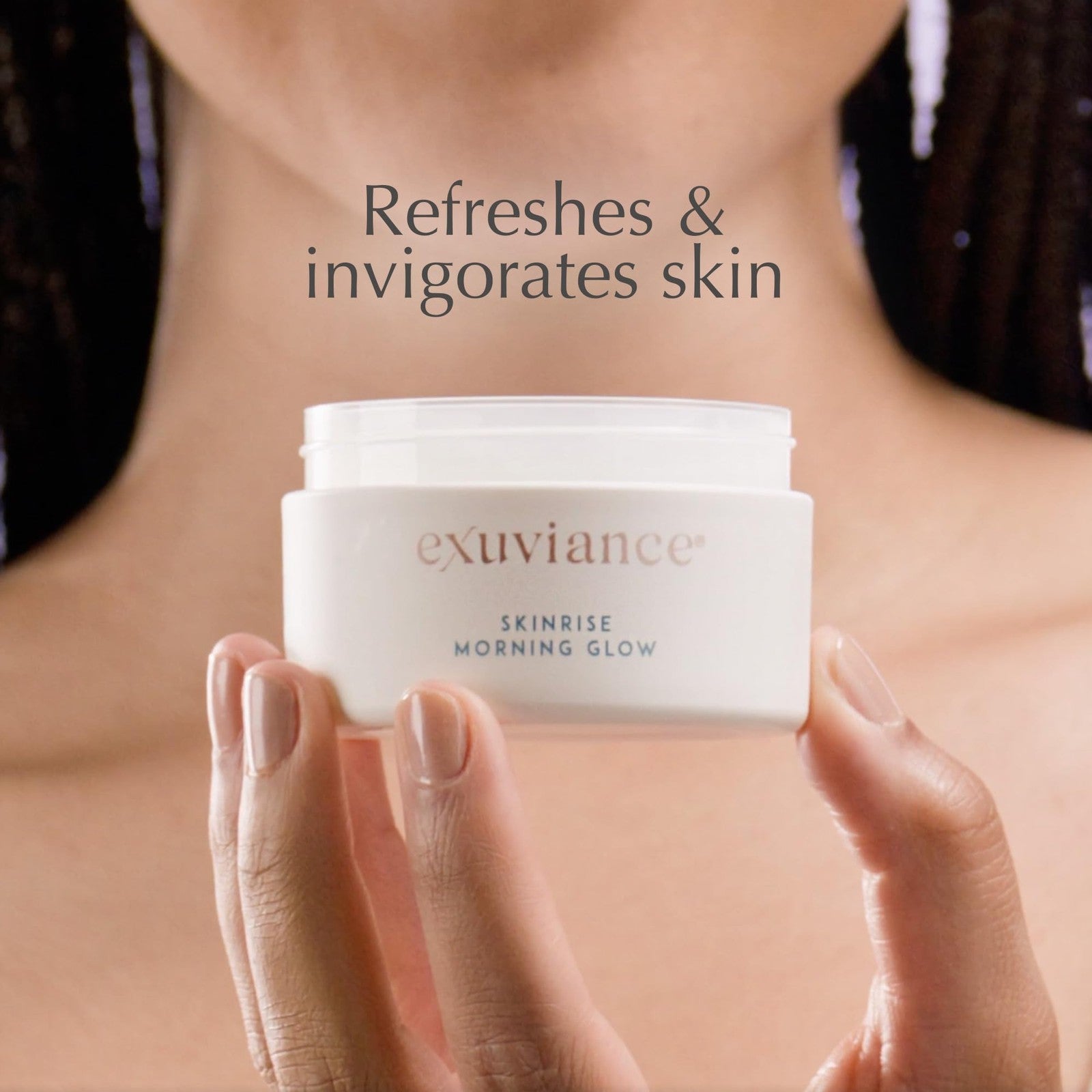 EXUVIANCE SkinRise Morning Glow anti-aging facial toning pads with gentle exfoliating texture, shown in the image.