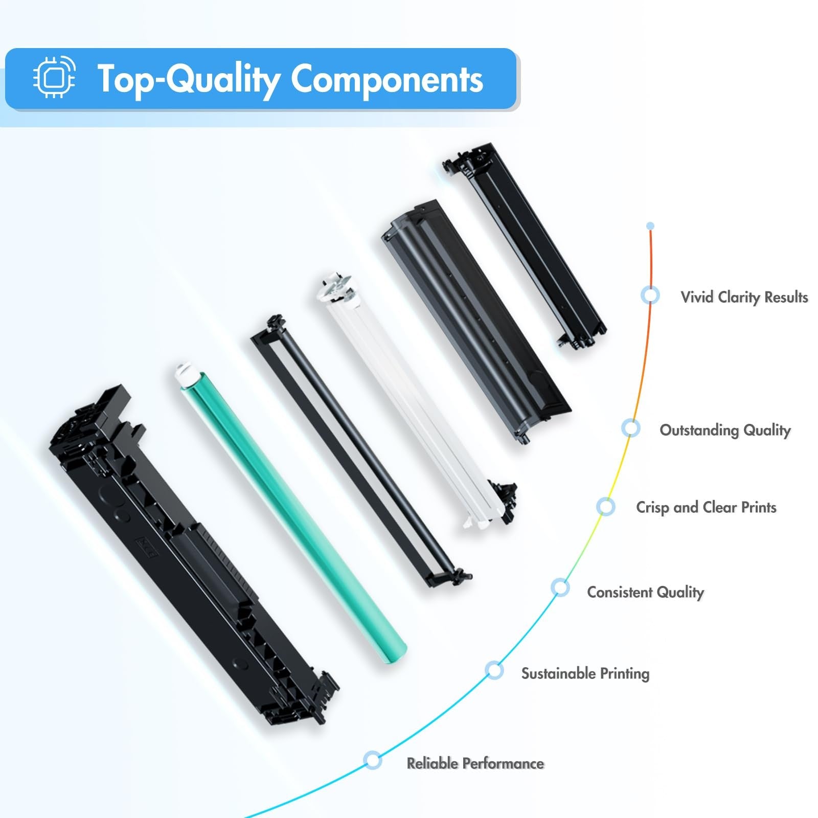 True Image compatible toner cartridge for HP 410A CF410A and CF410X, replacement printer toner in black.