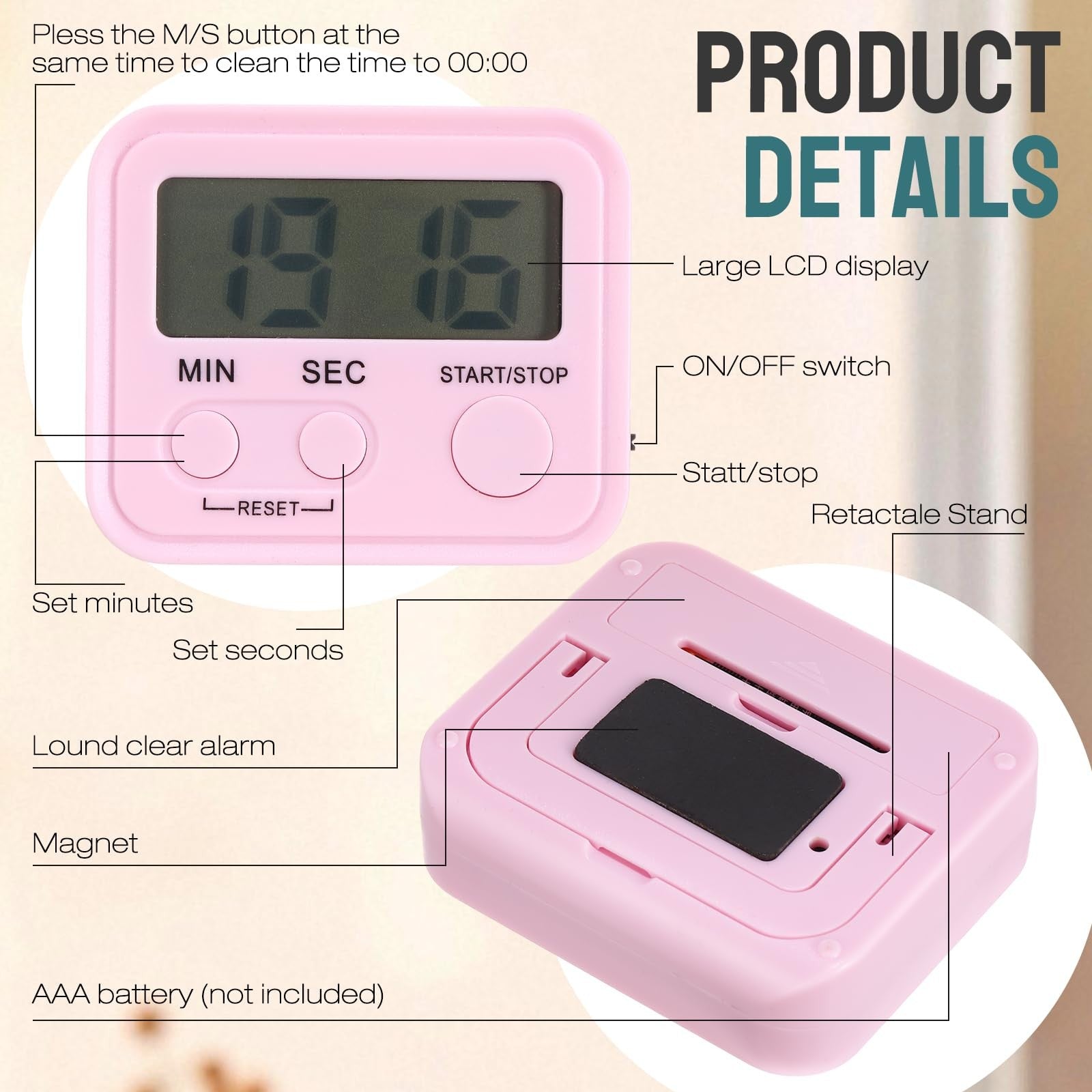 Weewooday digital kitchen magnetic timers with on/off switch and minute display, set of 24 for precise cooking timing.