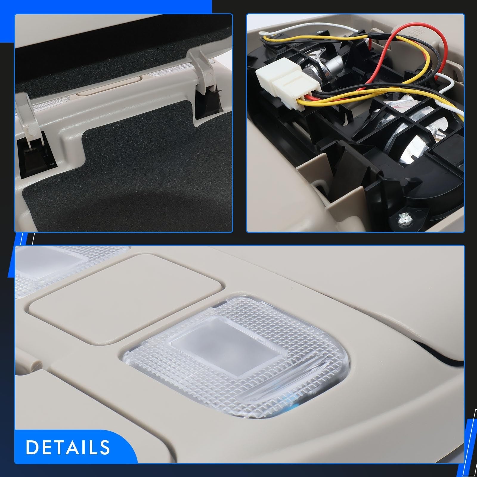 LED overhead console assembly for Dodge Ram 1500 2500 3500 1998-2002 cab interior, RHAOCZIYAUTO brand, showing dashboard and console components.