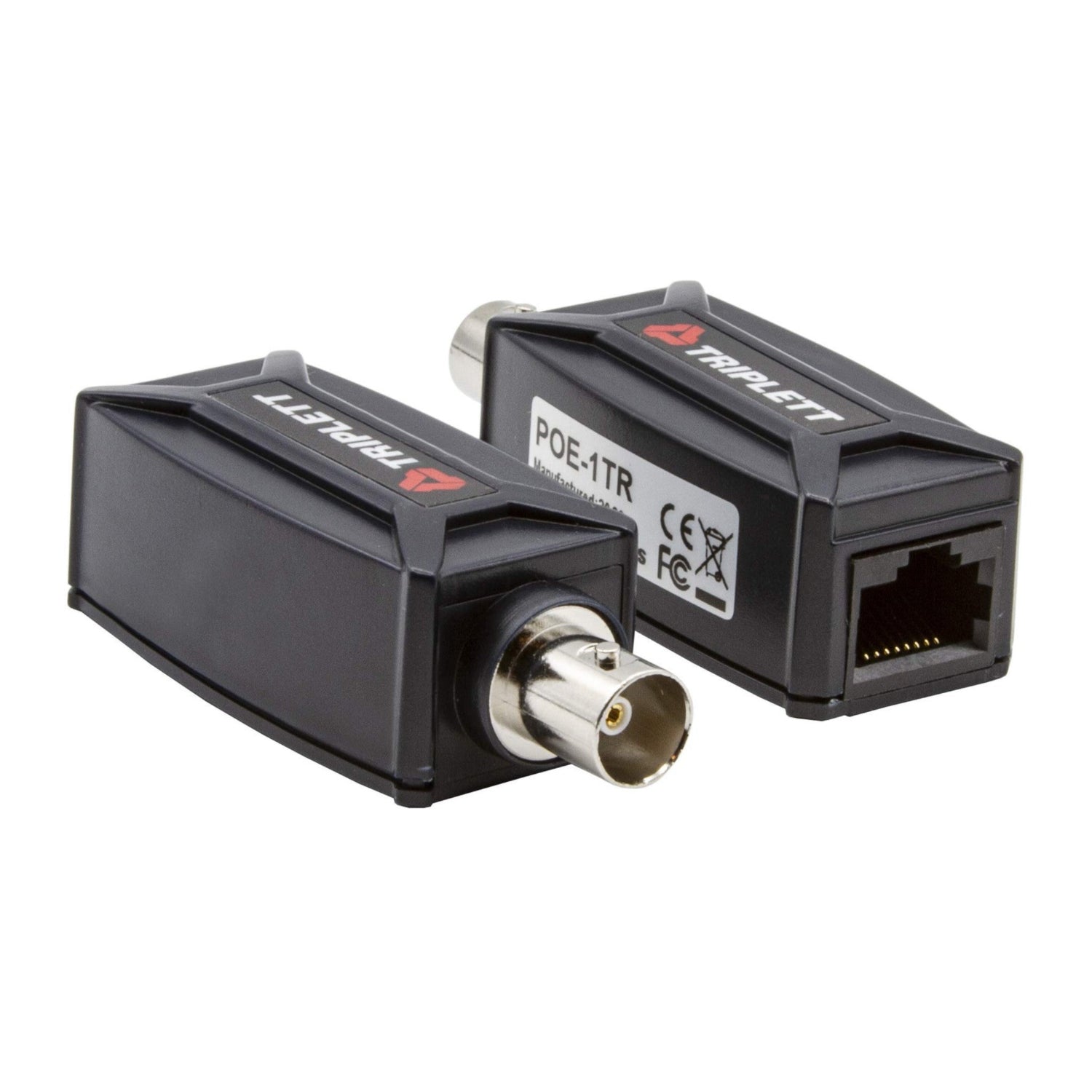 Triplett GEM IP Camera Signal Extender over coax cable showing device connected to coax cable for extending camera data transmission up to 984 feet.
