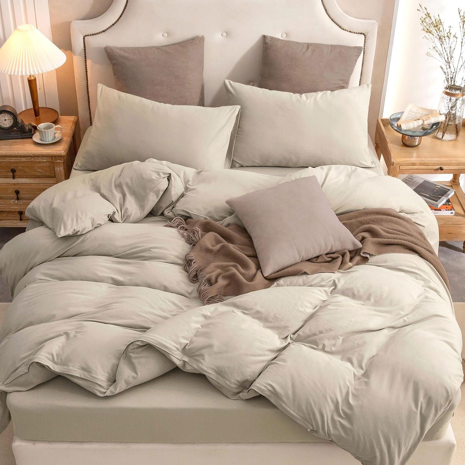 Pure Era jersey knit duvet cover set made from soft T-shirt cotton, includes 3-piece super comfy bedding for a cozy bedroom look.