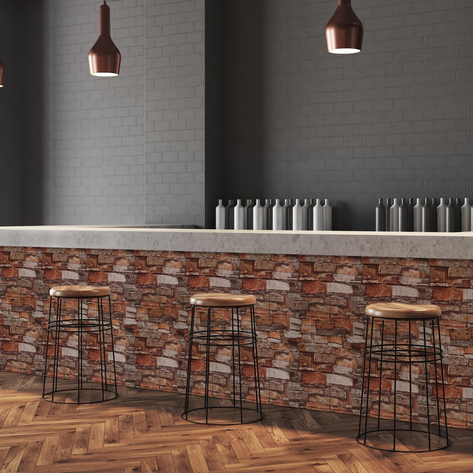 20-pack SYYKDEF 3D wall panels, peel and stick foam decorative brick wall tiles for interior wall decor.