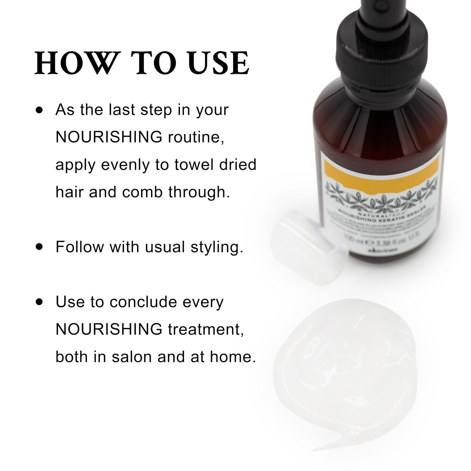 Davines Naturaltech Nourishing Keratin Sealer, a no-rinse softening treatment for hair protection and shine.