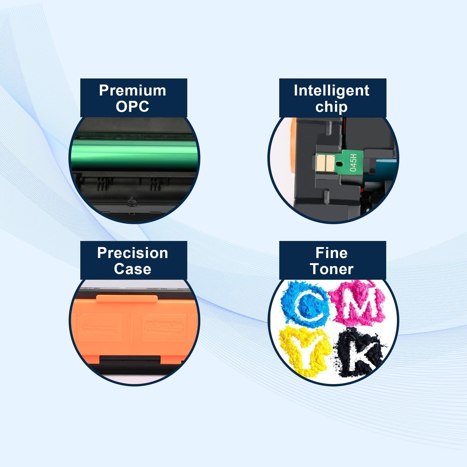 Set of four Office-Color 131A and 131X toner cartridges compatible with HP LaserJet Pro 200 color printers.