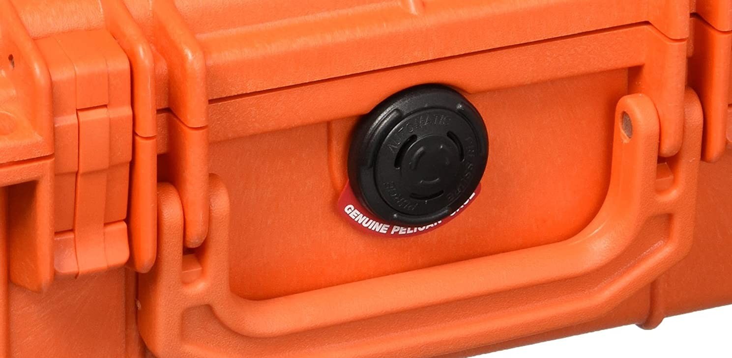 Orange Pelican 1150 Protector Case with foam interior, waterproof and durable for secure storage and transport.