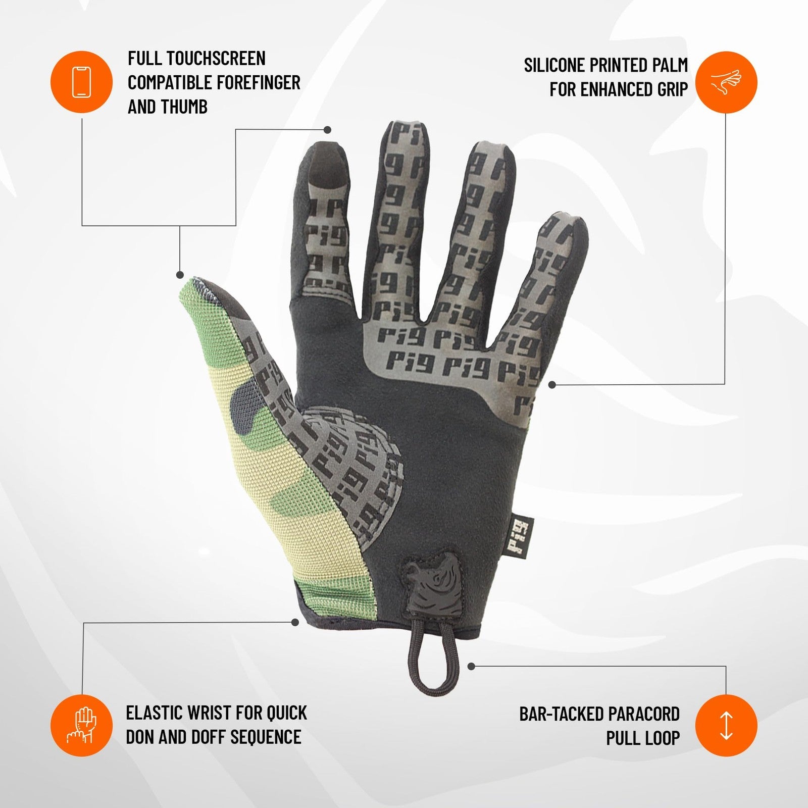 PIG Delta Utility Tactical Gloves in black with touchscreen fingertips, high dexterity for outdoor and tactical use.