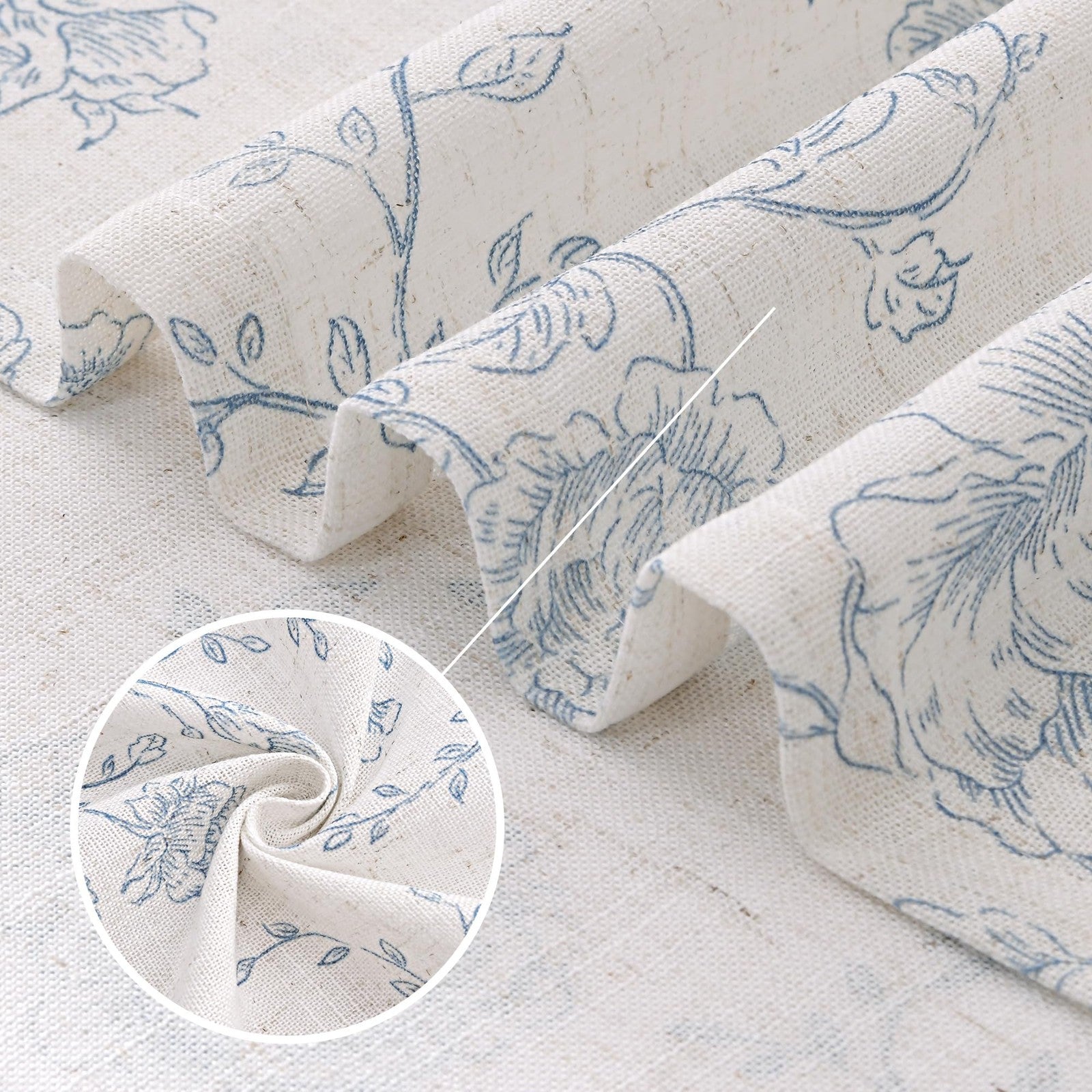 Blue floral curtains by Meikelor, 63-inch length back tab farmhouser style, designed for living room light filtering.