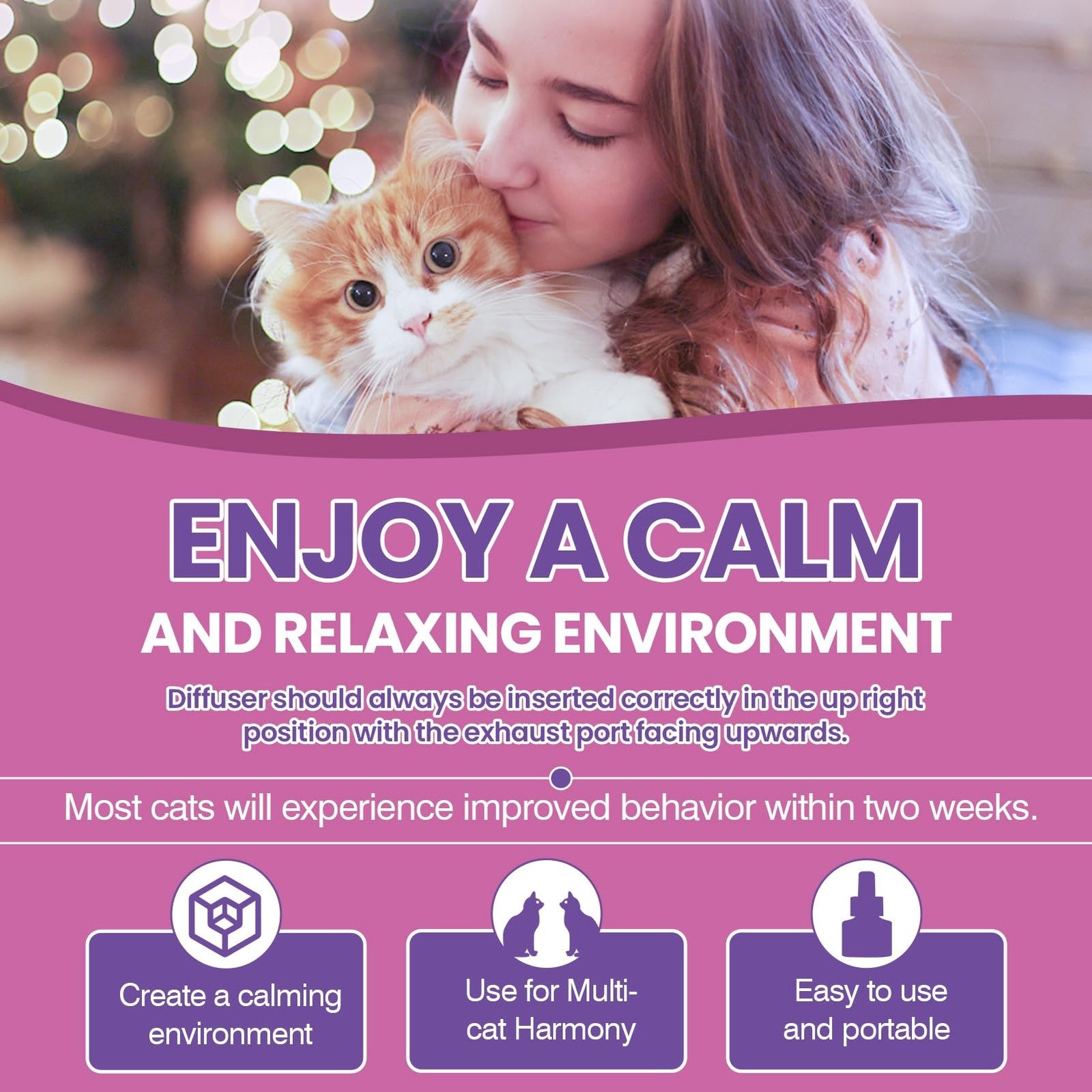 TTLXRL cat pheromone calming diffuser refills in a 6-pack, showing refill bottles designed to reduce feline stress and promote relaxation.