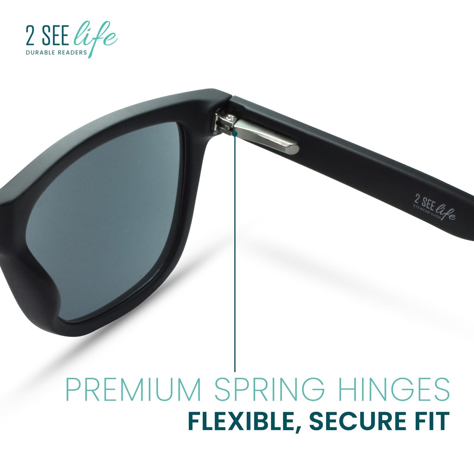 2SeeLife oversized TR-90 reading sunglasses for men with sturdy frame and medium fit, featuring dark tinted lenses and lightweight design.