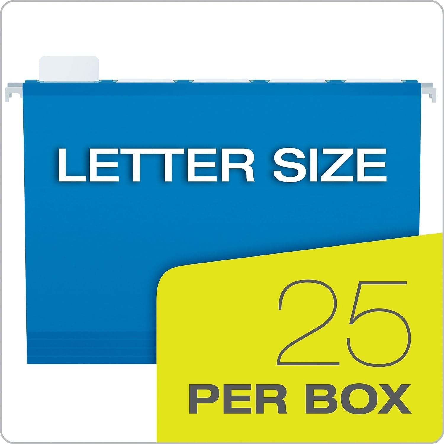 Blue Pendaflex Ready-Tab reinforced hanging folders in letter size with 5 tabs, shown stacked with tabs visible.