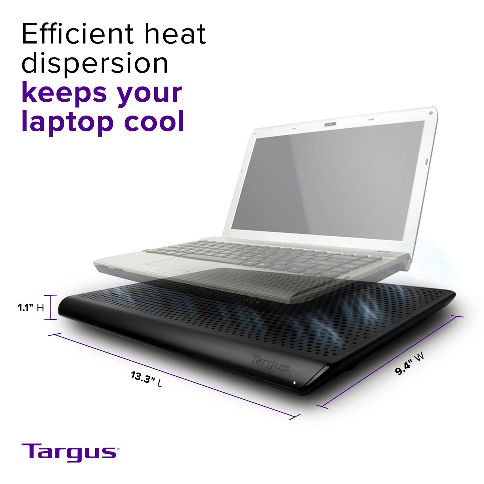 Black Targus Chill Mat designed for up to 16-inch laptops, featuring ergonomic support and vented surface for cooling.