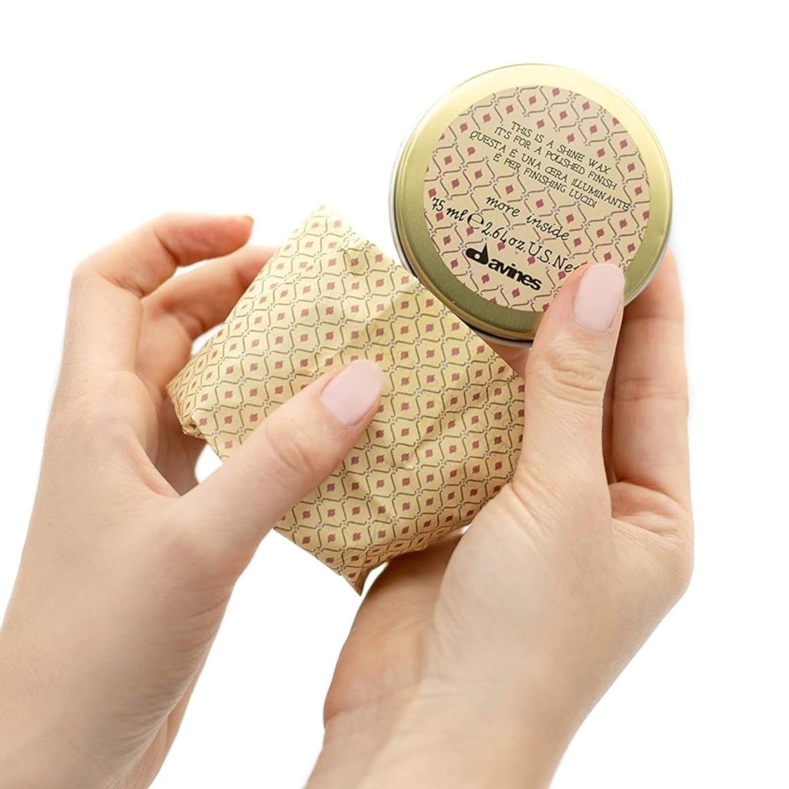 Davines This Is A Shine Wax in a creamy 2.54 oz container, featuring light hold and high shine for stylish hair styling.