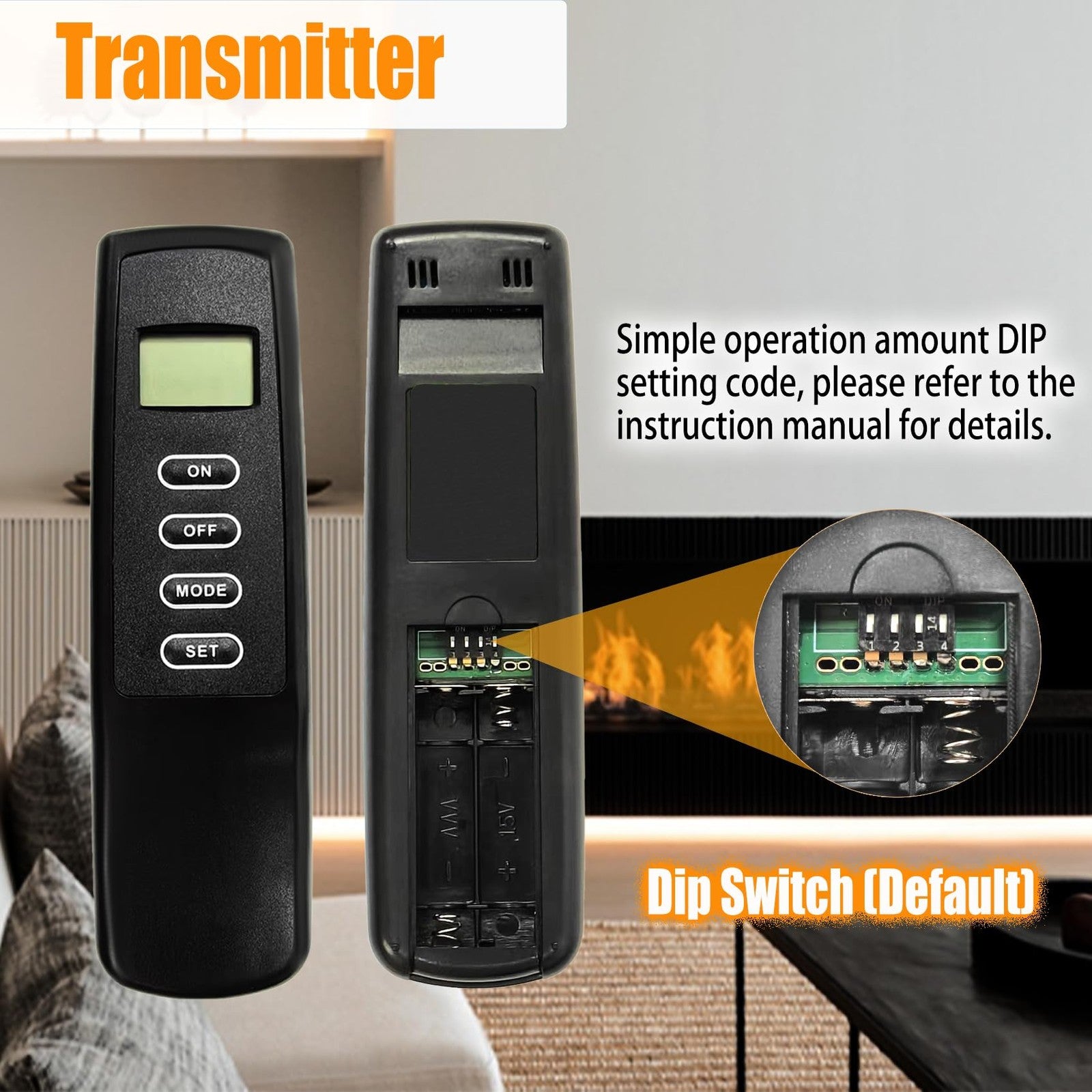 Bxmgr upgraded fireplace remote control kit for Skytech Majestic Amb, showing remote with buttons and battery compartment.