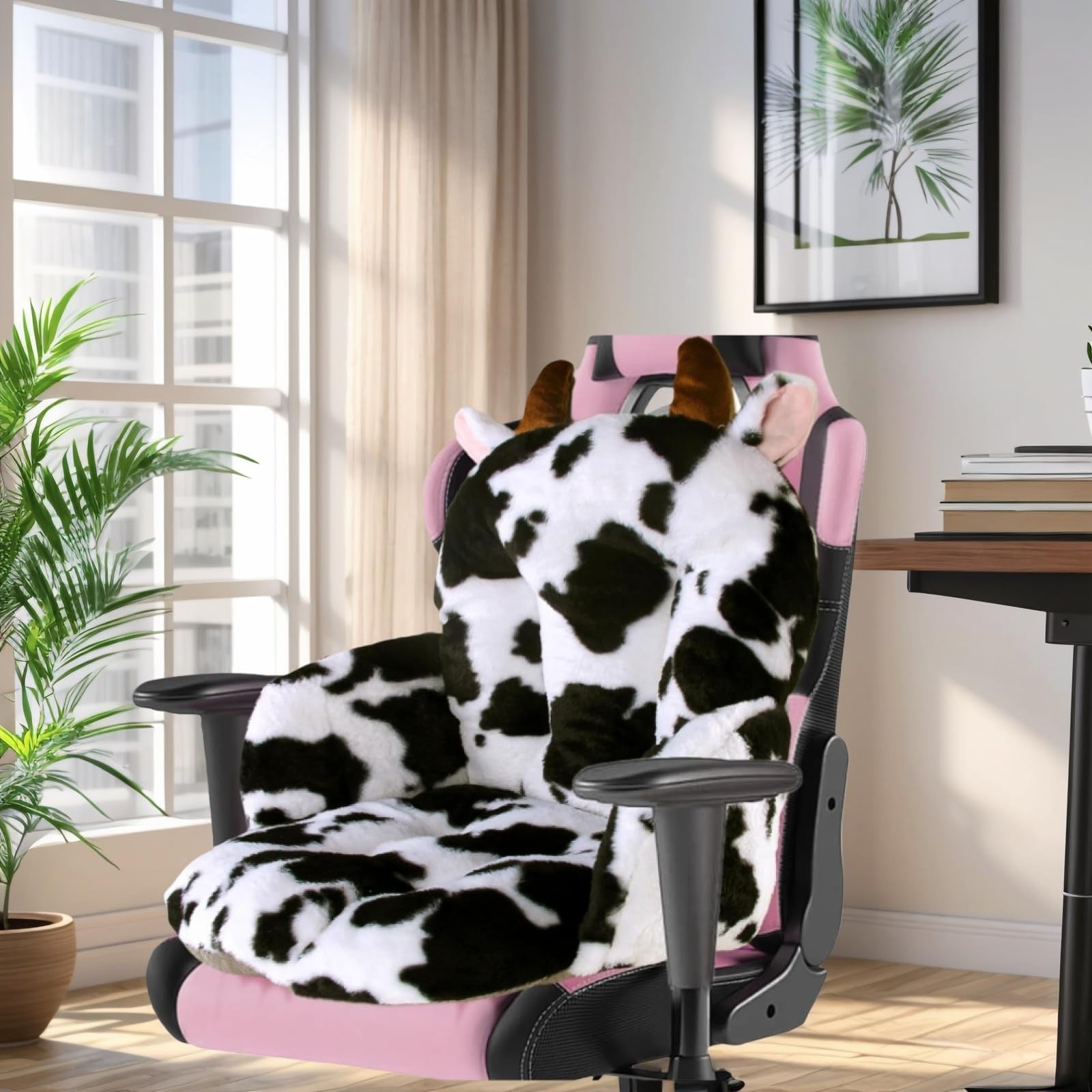 DOBUONO comfy office chair cushion, 17.5-inch square, soft and supportive seat pad with a cute design for ergonomic comfort.