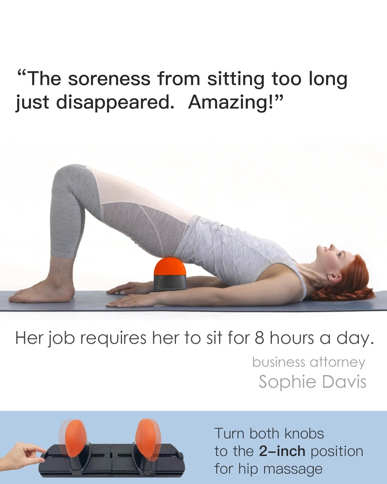 Comfyon psoas muscle release massage tool for deep tissue back, hip, and QL muscle relief, featuring adjustable design.