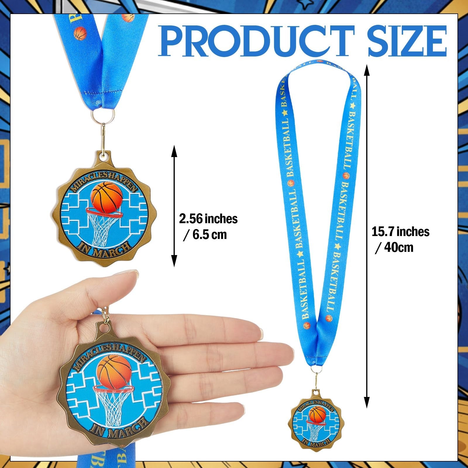 Loetere bulk set of 12, 24, or 36 sport winner medals with ribbons, 2.56 inches, ideal for awards and competitions.