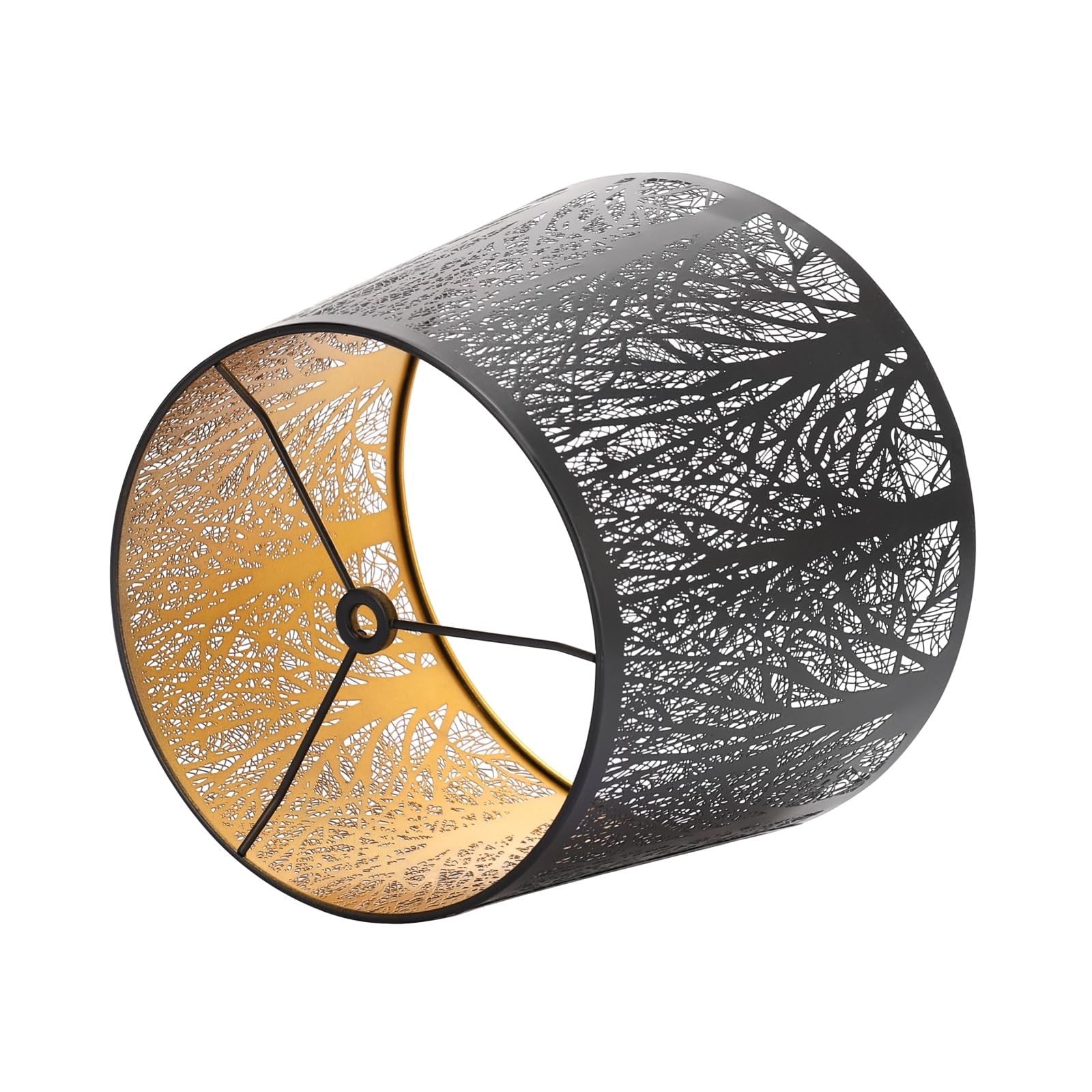 KOZEOTA metal drum lamp shades set of 2 with 7.9-inch top and 9.8-inch bottom, featuring sleek black finish and modern design.