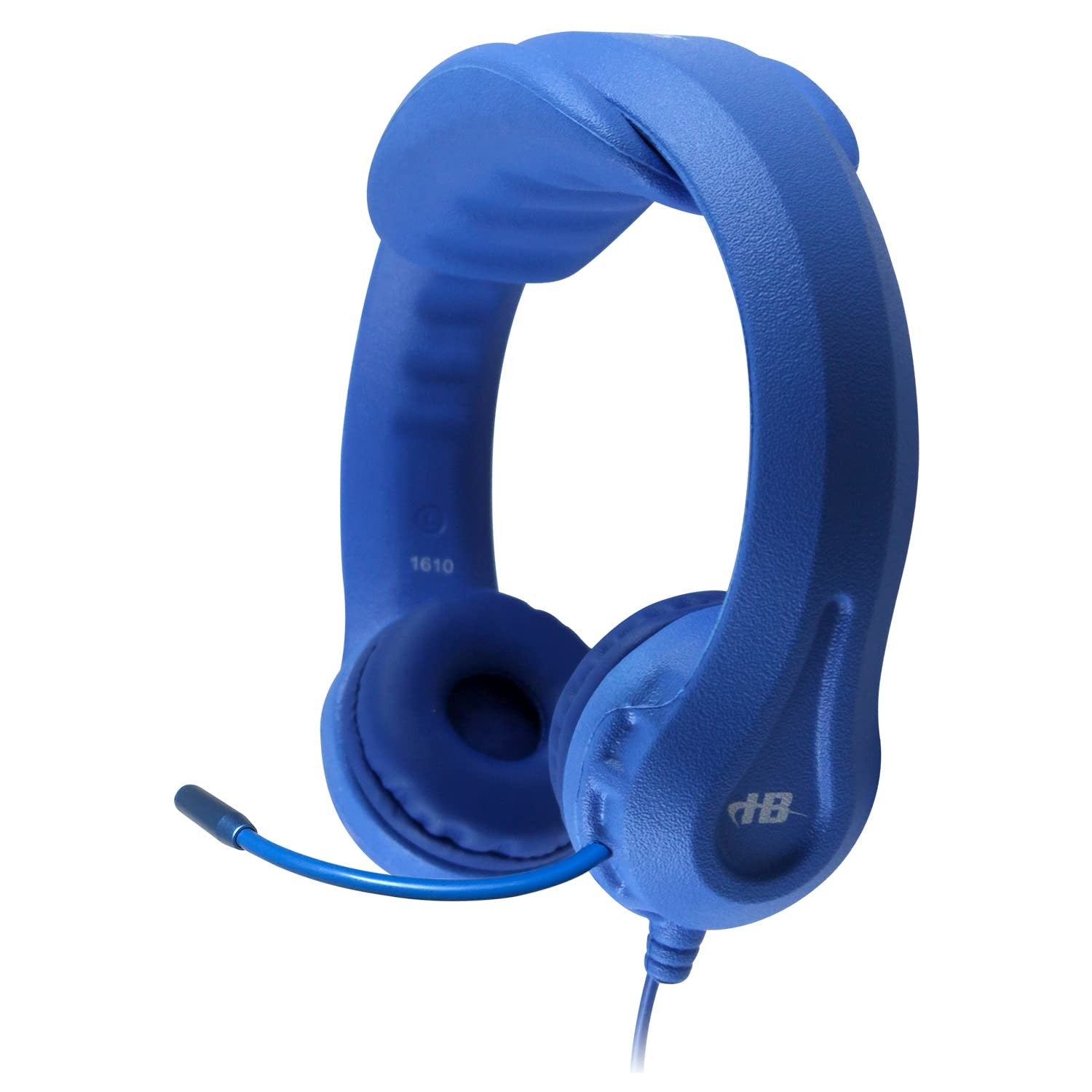 HamiltonBuhl Kid's Flex-Phones TRRS headset with gooseneck microphone in blue, designed for comfortable listening and communication.