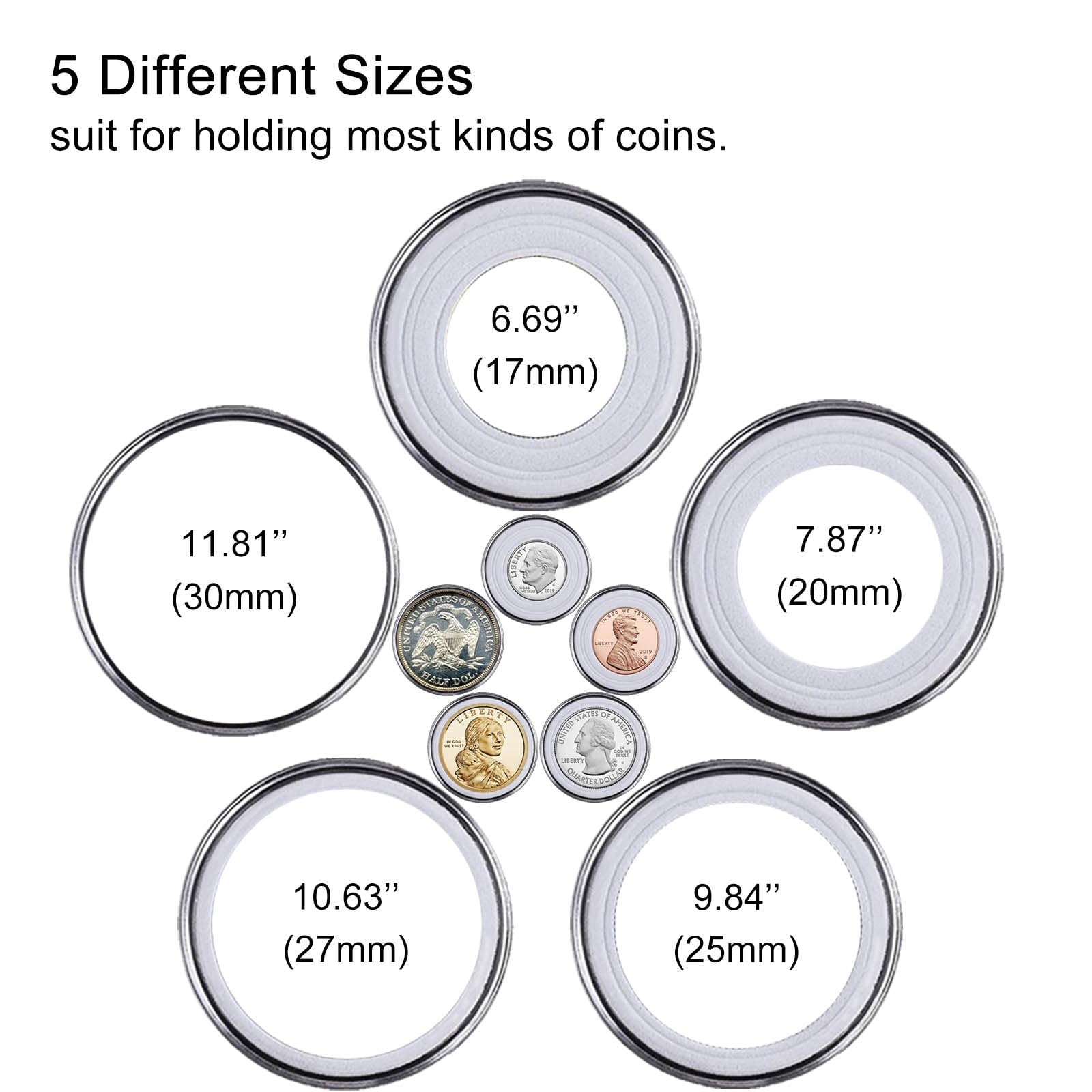 EnoYoo 240-piece coin capsules holder with foam gasket and plastic storage organizer for coin collection storage and protection.