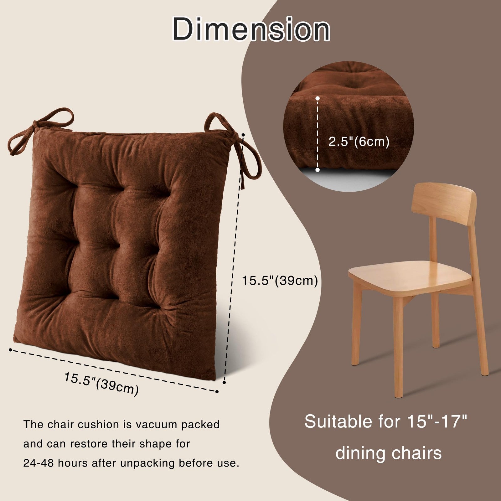 Set of four OVOV soft square chair cushions for dining and kitchen chairs, providing comfortable seating on desk and dining chairs.
